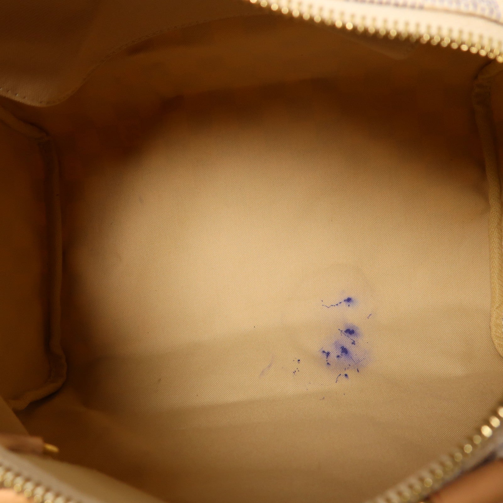 LOUIS VUITTON Damier Azur Speedy 30金扣手挽袋白色