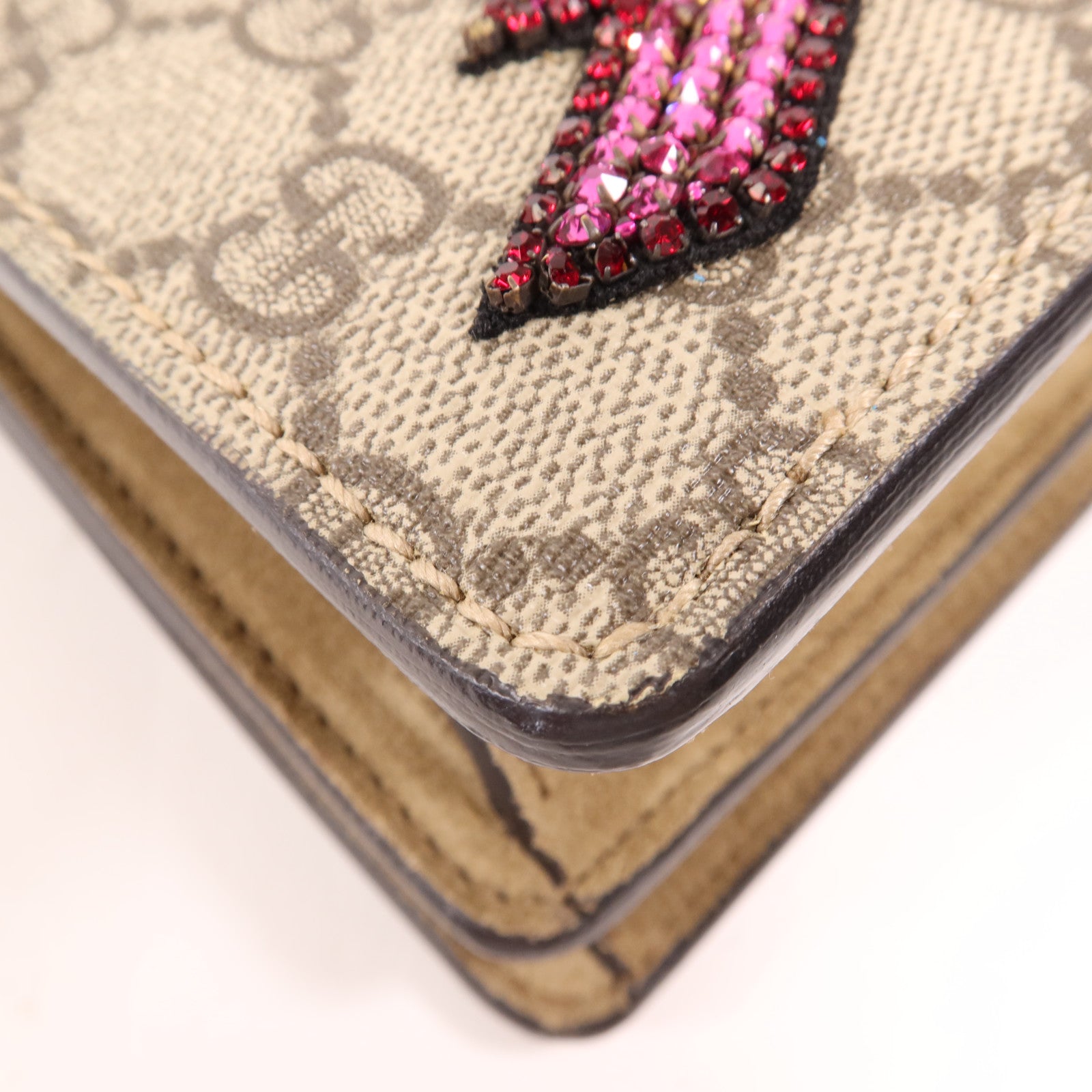 GUCCI 塗層帆布Dionysus Bloom銀扣鏈帶肩背袋