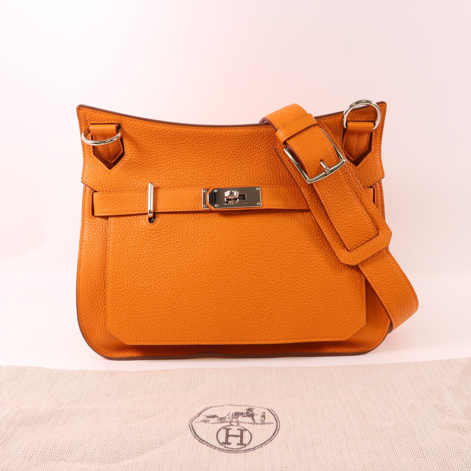 HERMES Clemence皮革Jypsiere 31銀扣肩背袋Orange – Brand Off