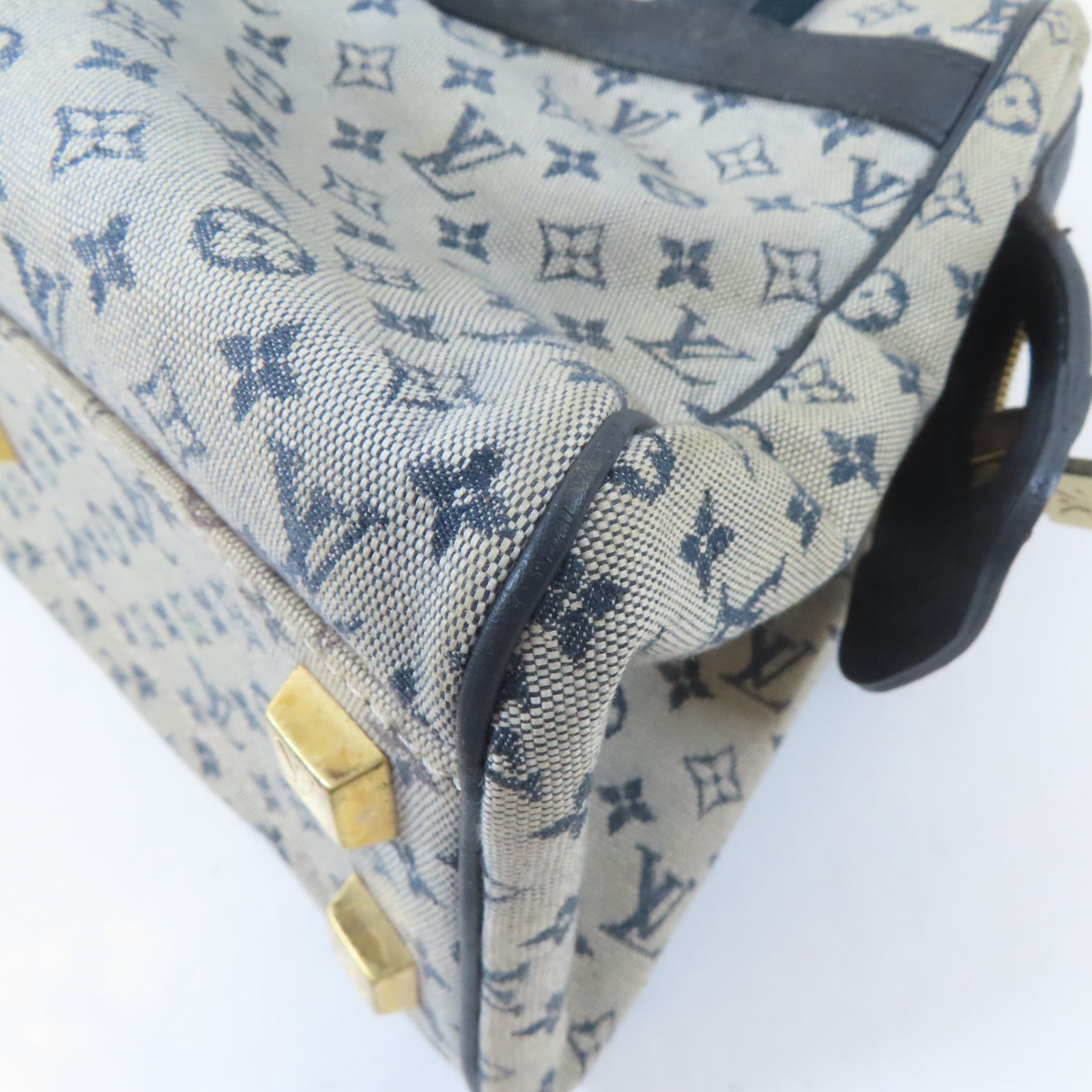 LOUIS VUITTON Monogram Mini Josephine GM金扣手挽袋淺褐色/藍色