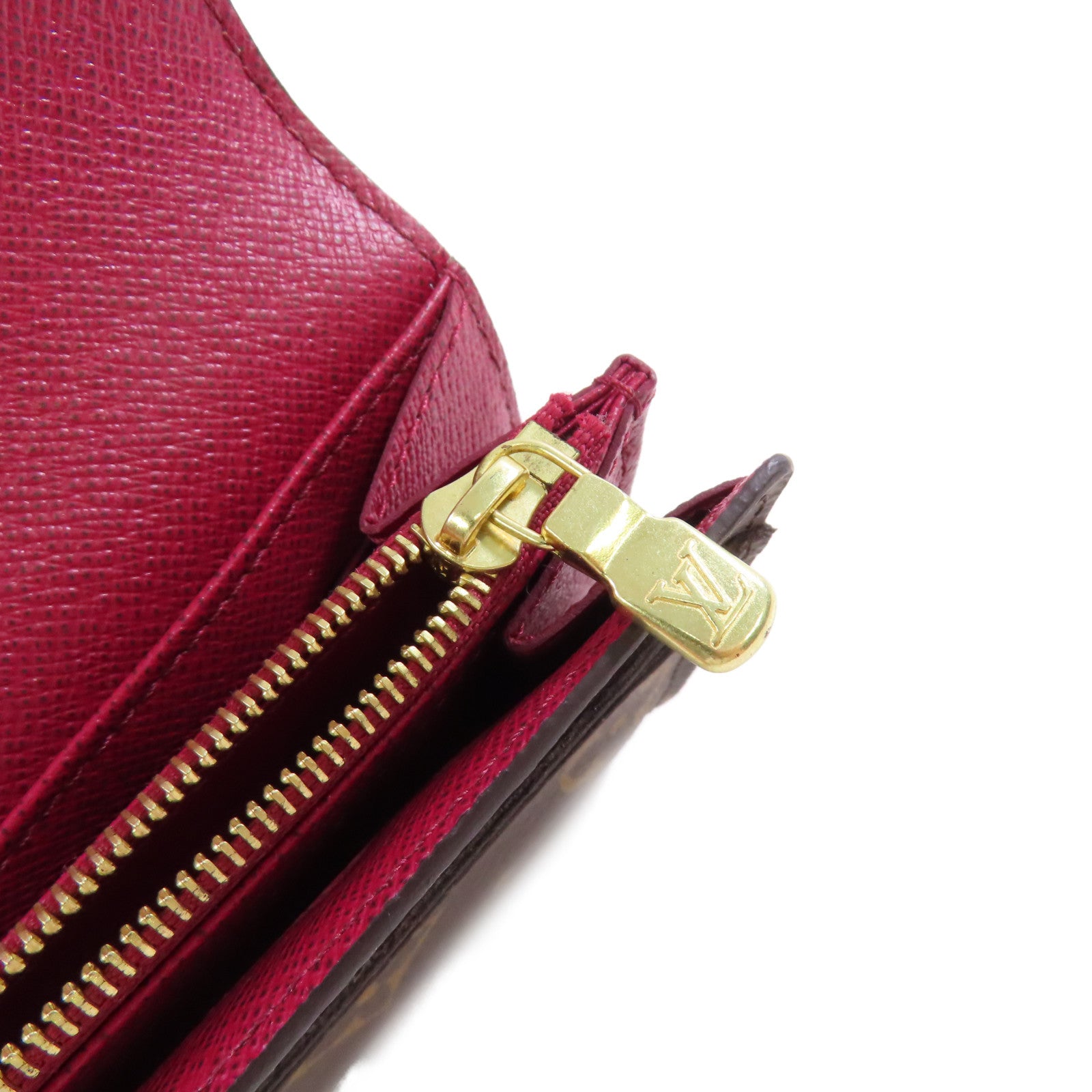 LOUIS VUITTON Monogram Sarah Wallet金扣長錢包啡色/酒紅色