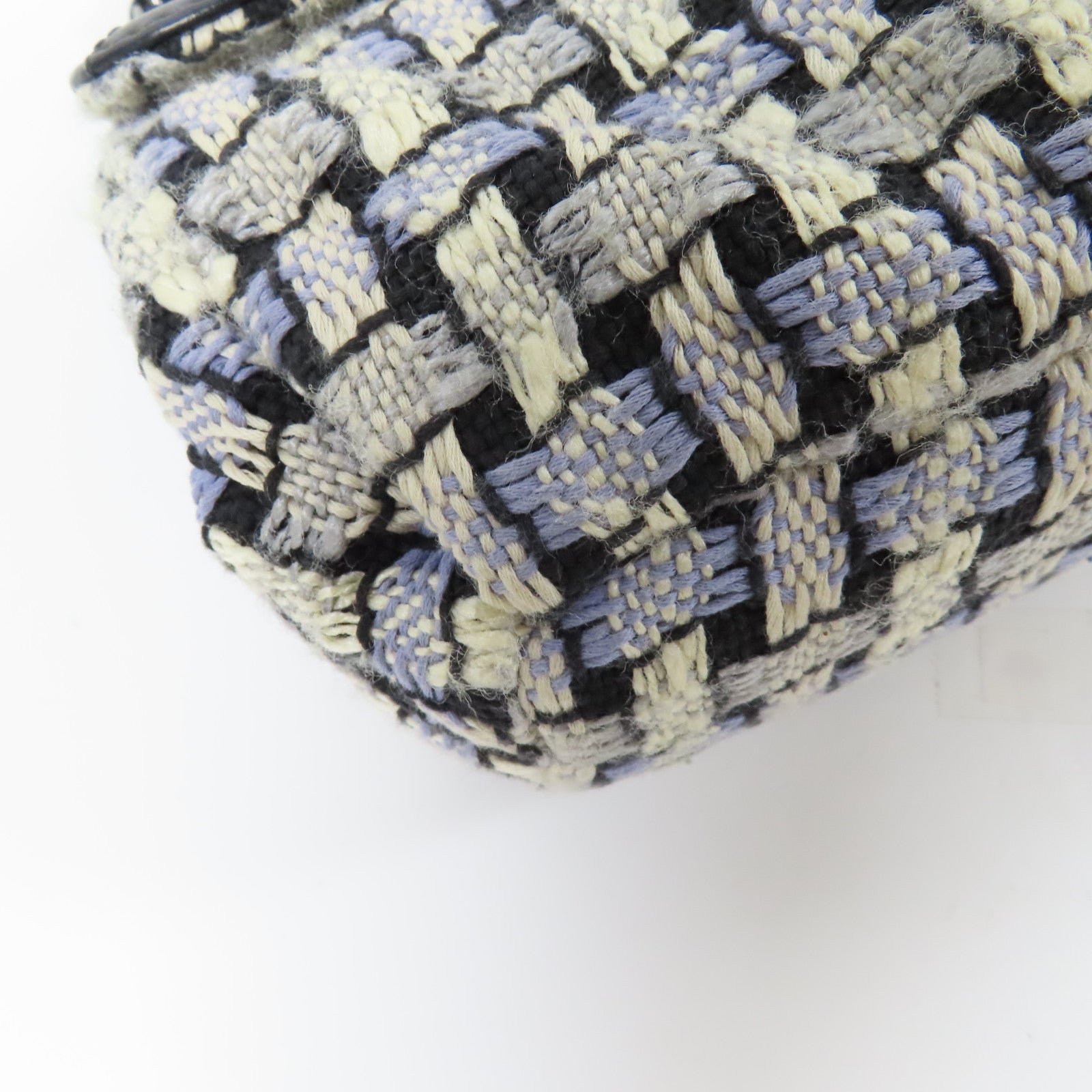 CHANEL Tweed/皮革Chain Shoulder Bag銀扣鏈帶肩背袋