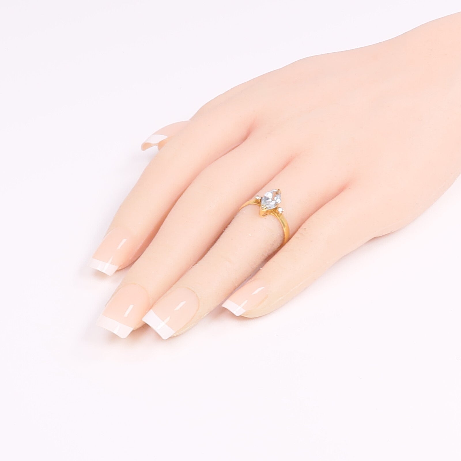 JEWELRY 【激減優惠】18K黃金Aquamarine Diamond Ring藍晶/鑽石戒指US#6