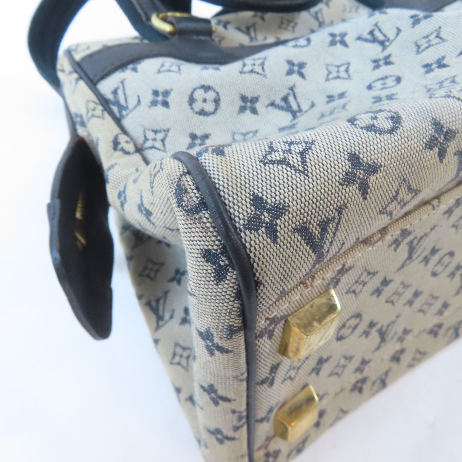 LOUIS VUITTON Monogram Mini Josephine GM金扣手挽袋淺褐色/藍色