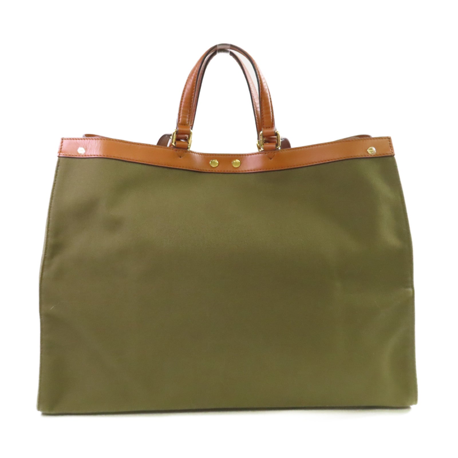 FENDI 帆布Peekaboo X Tote Canvas Large 2Way Shoulder Bag金扣手挽肩背兩用袋軍綠色