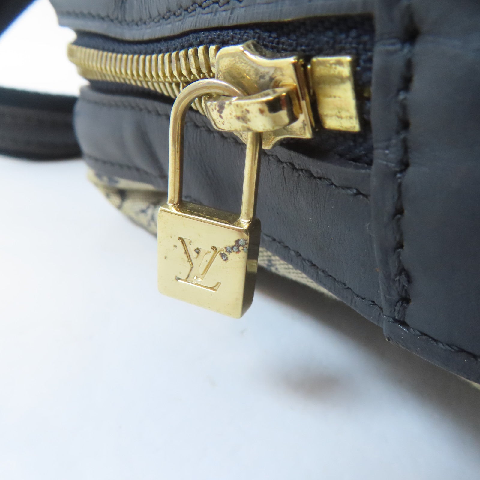 LOUIS VUITTON Monogram Mini Josephine GM金扣手挽袋淺褐色/藍色