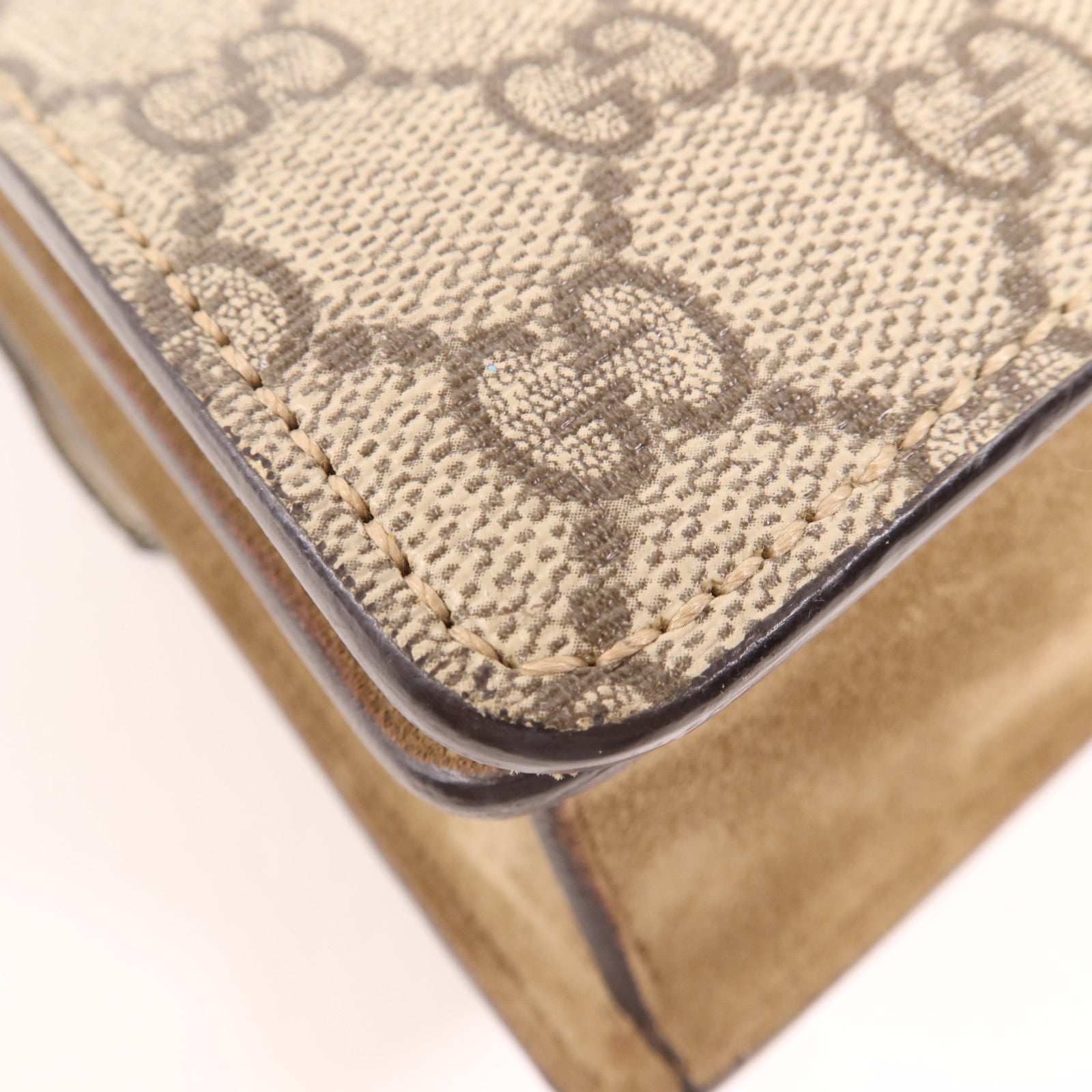 GUCCI 塗層帆布Dionysus Bloom銀扣鏈帶肩背袋