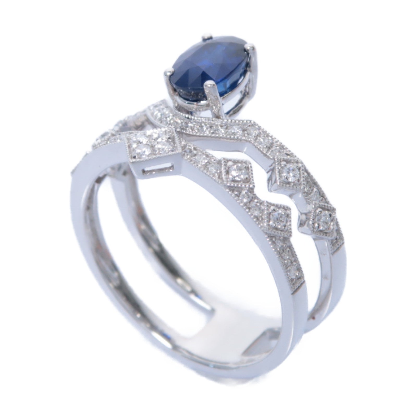 JEWELRY **【激減優惠】18K白金Sapphire Diamond Ring 1.204ct藍寶石/0.236ct鑽石戒指US#6.75