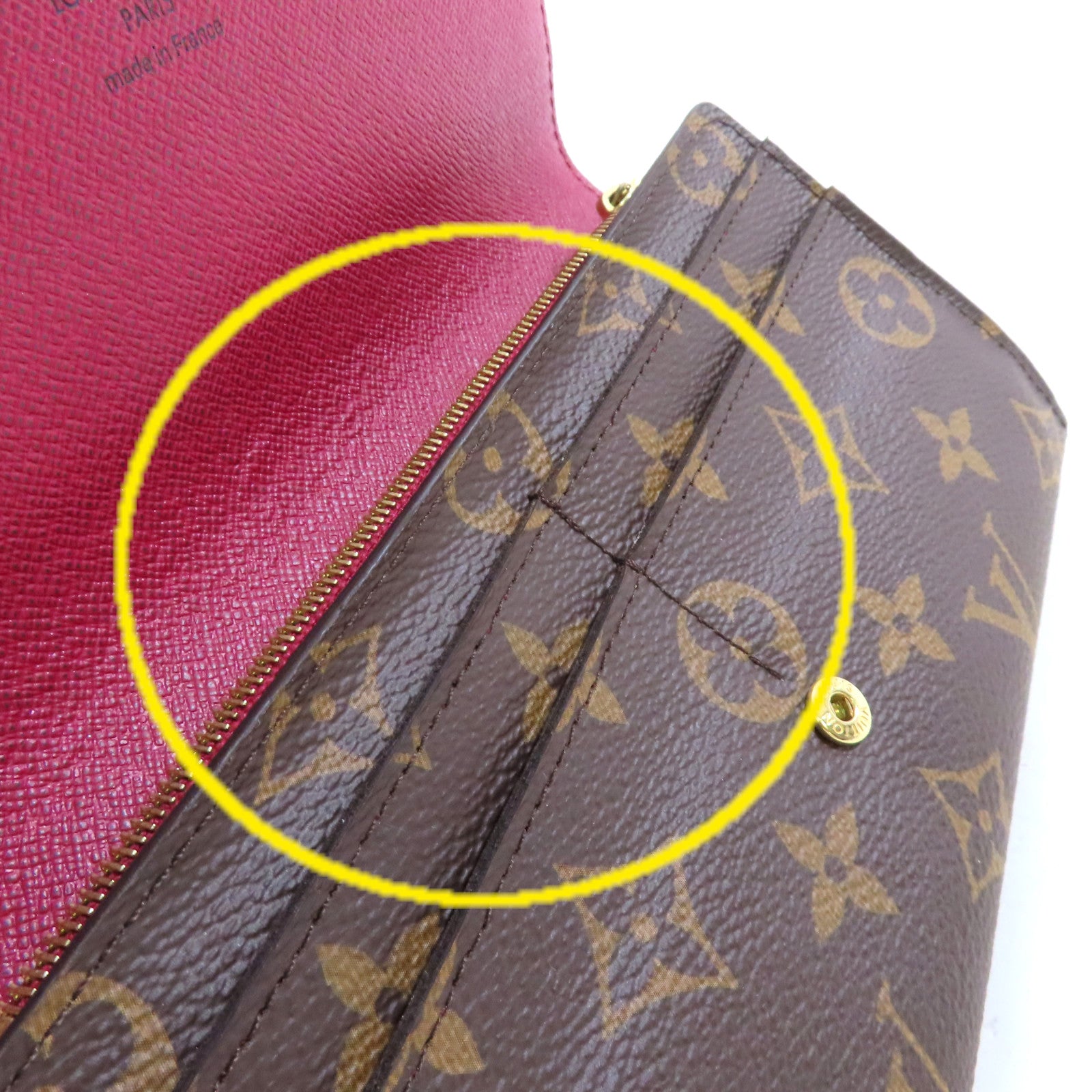 LOUIS VUITTON Monogram Sarah Wallet金扣長錢包啡色/酒紅色