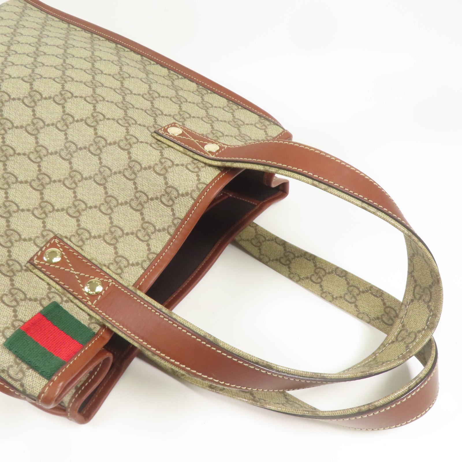 GUCCI GG GHW Tote Bag 211135 Coated Canvas Brown