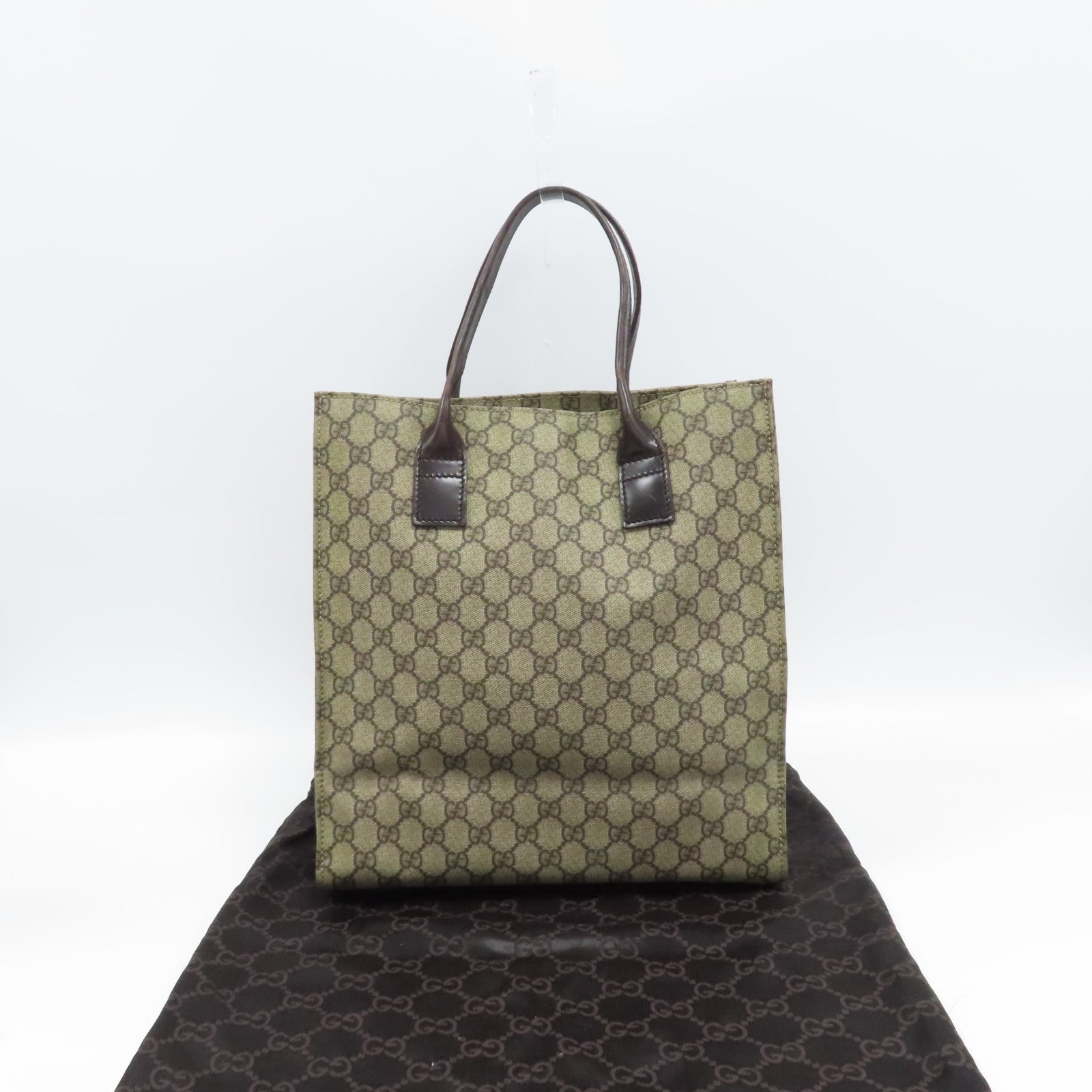 GUCCI 塗層帆布Hand Bag銀扣手挽袋啡色