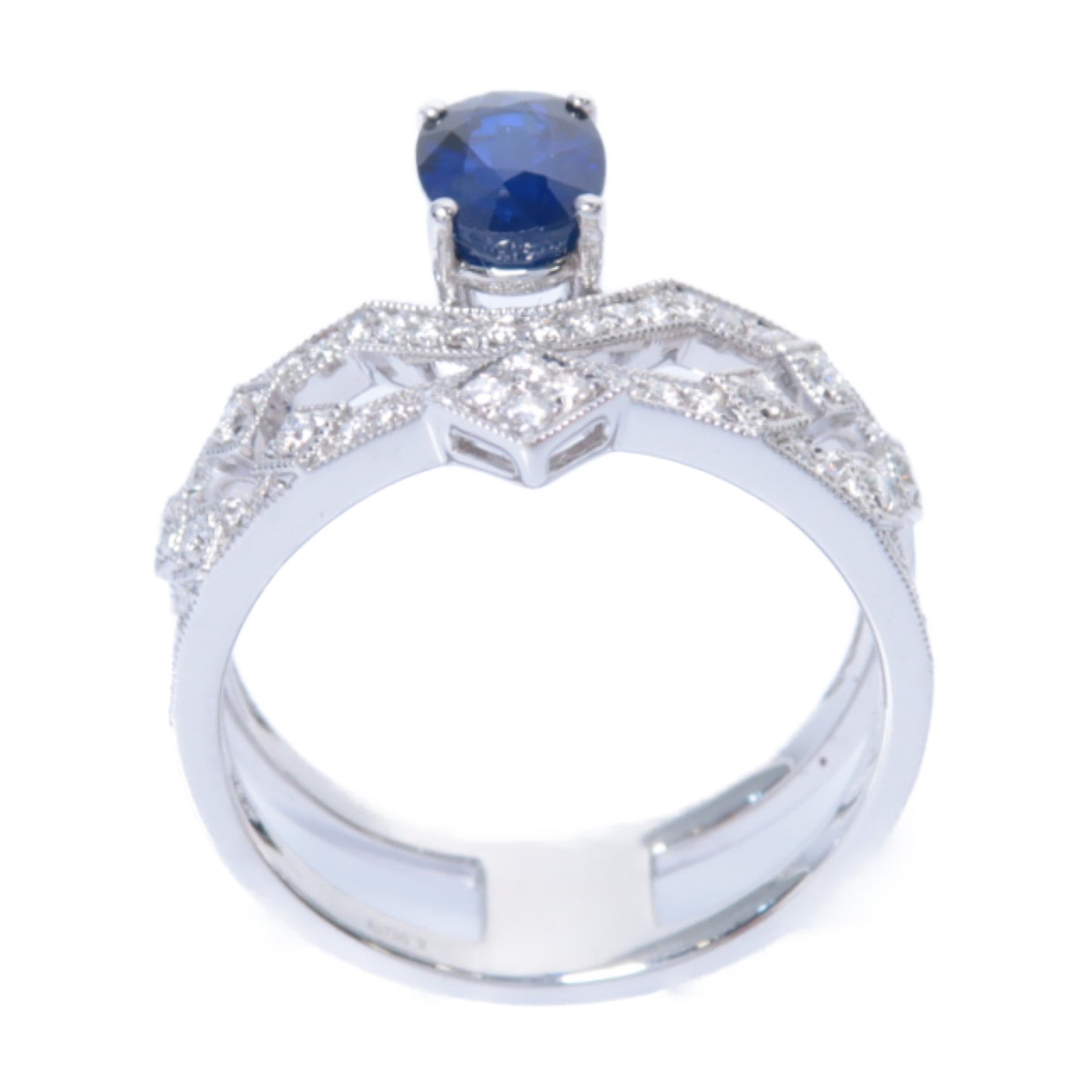JEWELRY **【激減優惠】18K白金Sapphire Diamond Ring 1.204ct藍寶石/0.236ct鑽石戒指US#6.75
