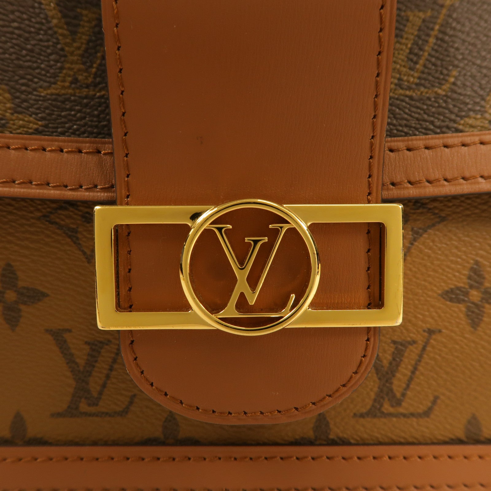 LOUIS VUITTON Monogram Reverse Dauphine MM金扣肩背袋