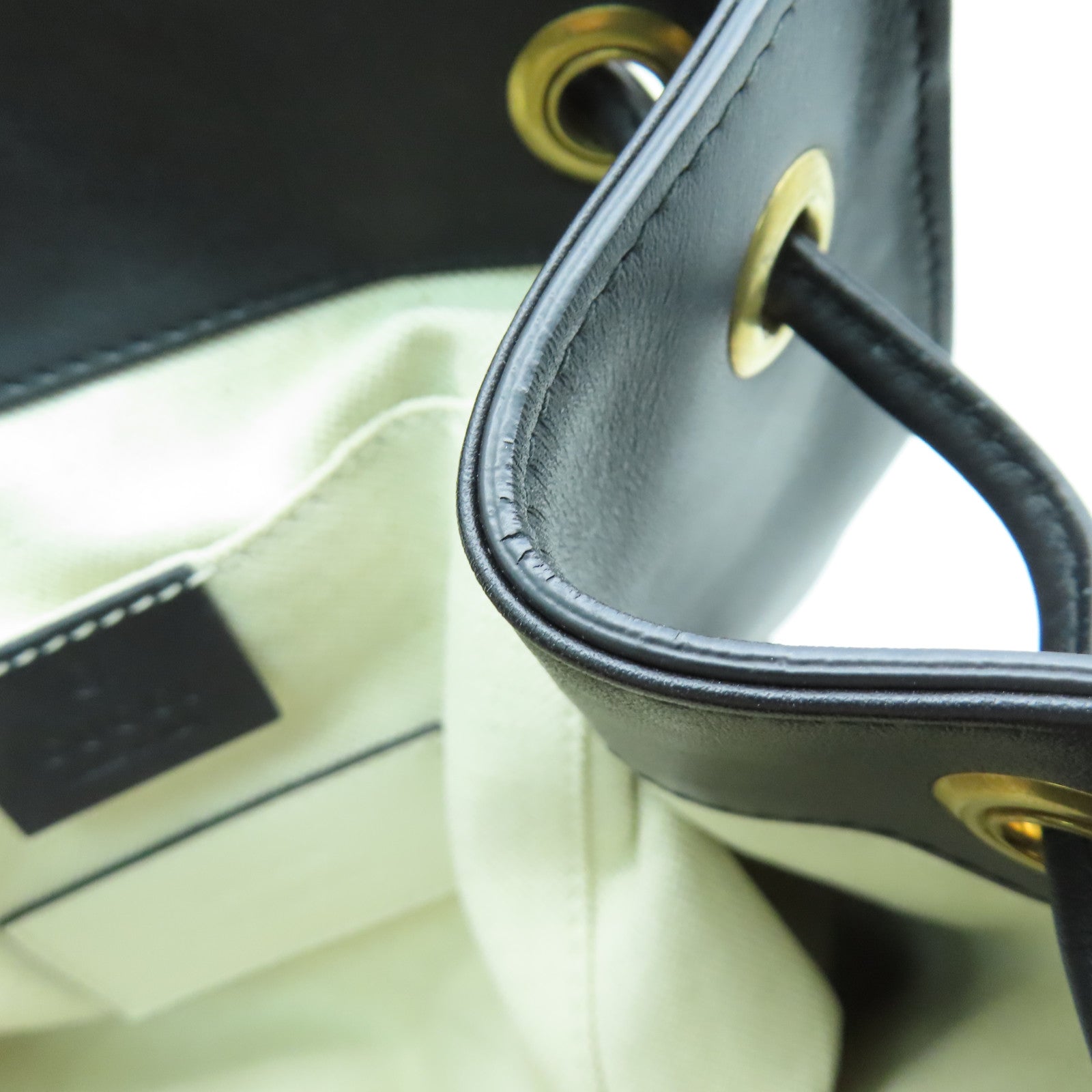 GUCCI 【激減優惠】牛皮皮革Nimfair Bamboo Backpack金扣背包黑色/白色
