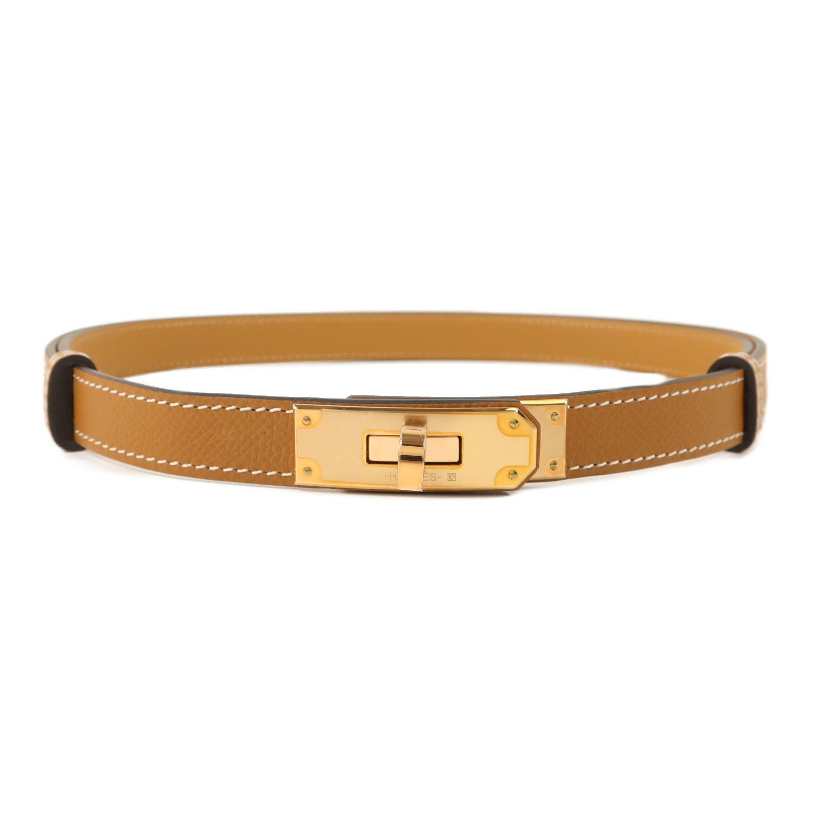 HERMES Epsom皮革Kelly 18 Belt皮帶Gold
