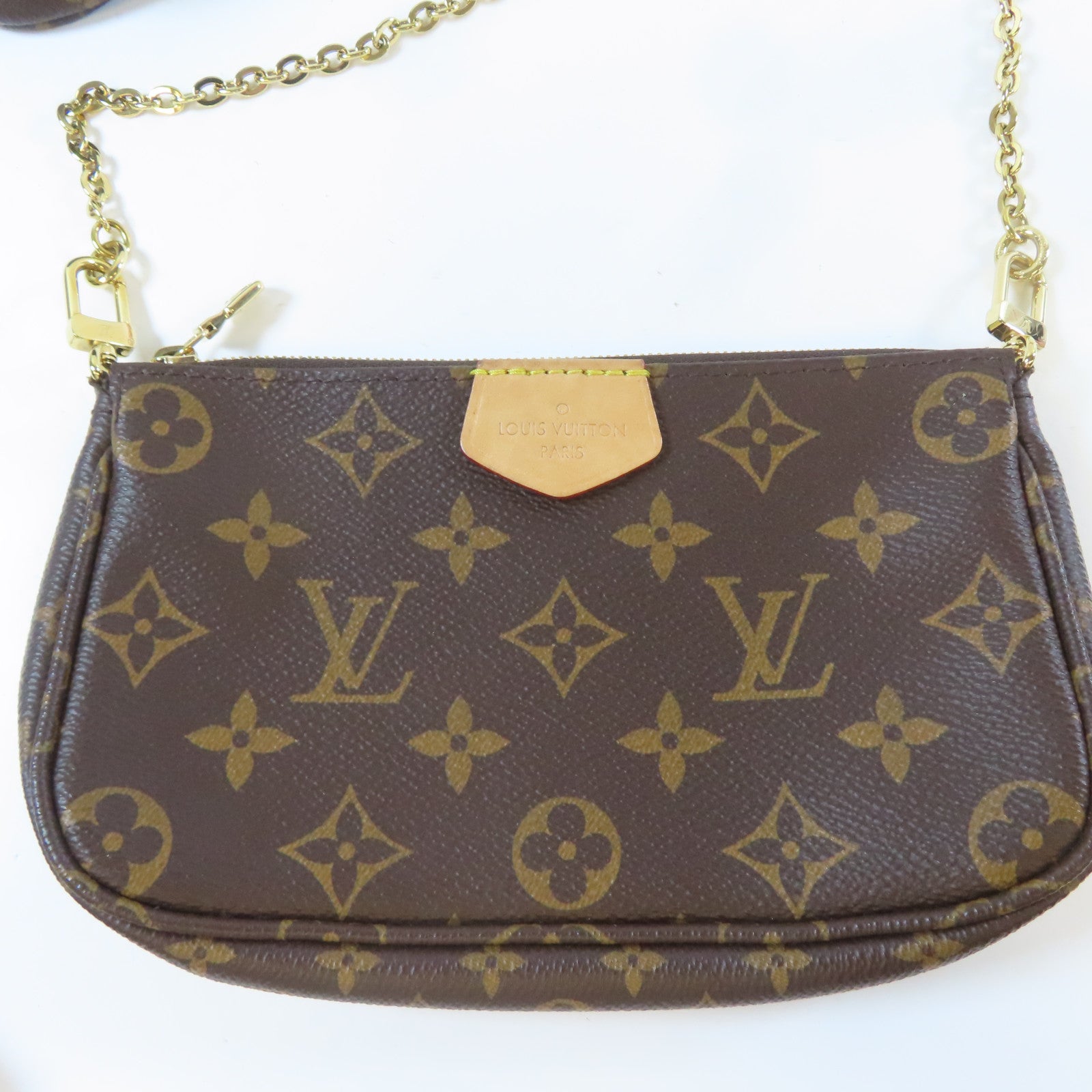 LOUIS VUITTON 【清倉大減價】Monogram Multi Pochette Accessoires金扣手挽肩背兩用袋啡色/粉紅色