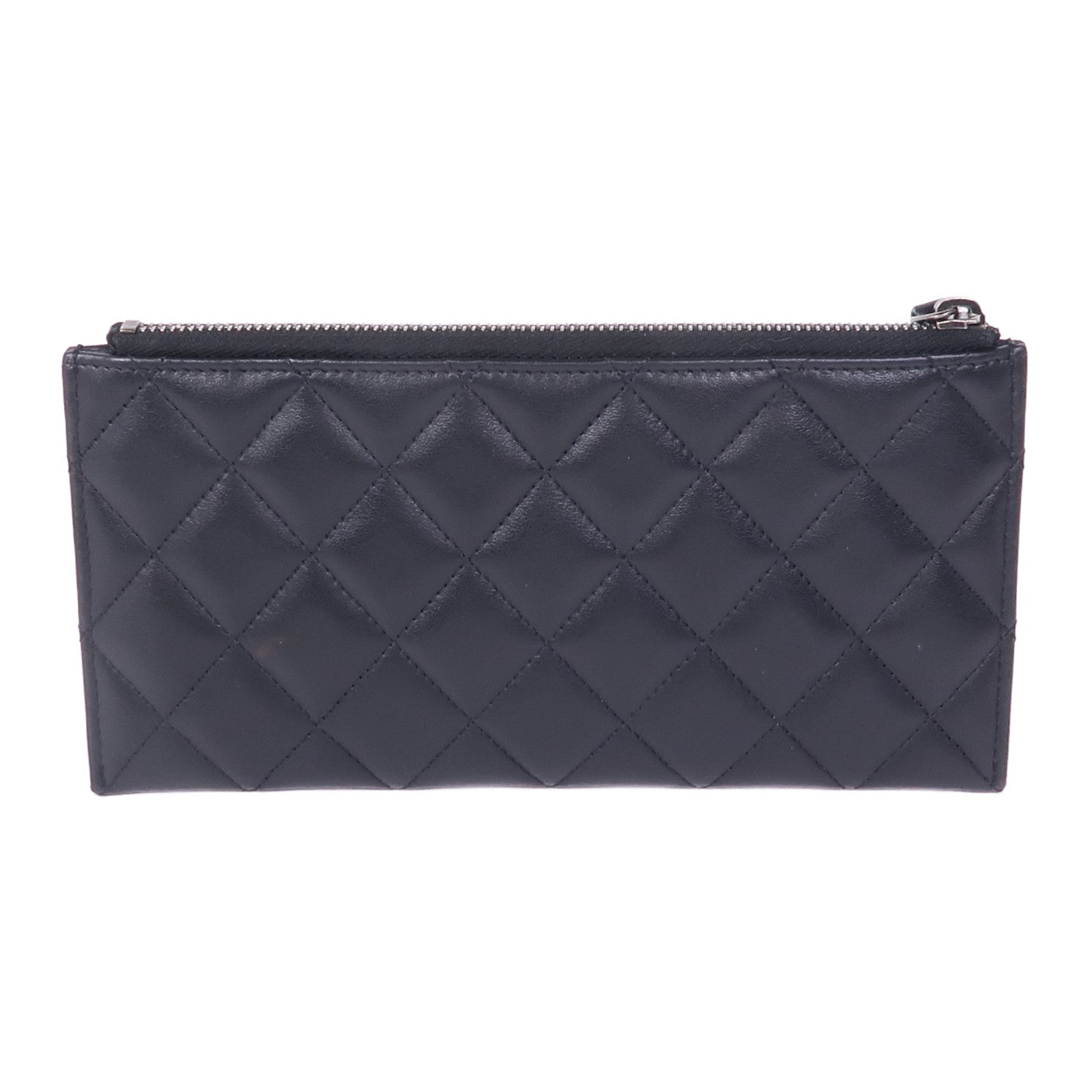 CHANEL 牛皮皮革Pouch Wallet銀扣長錢包
