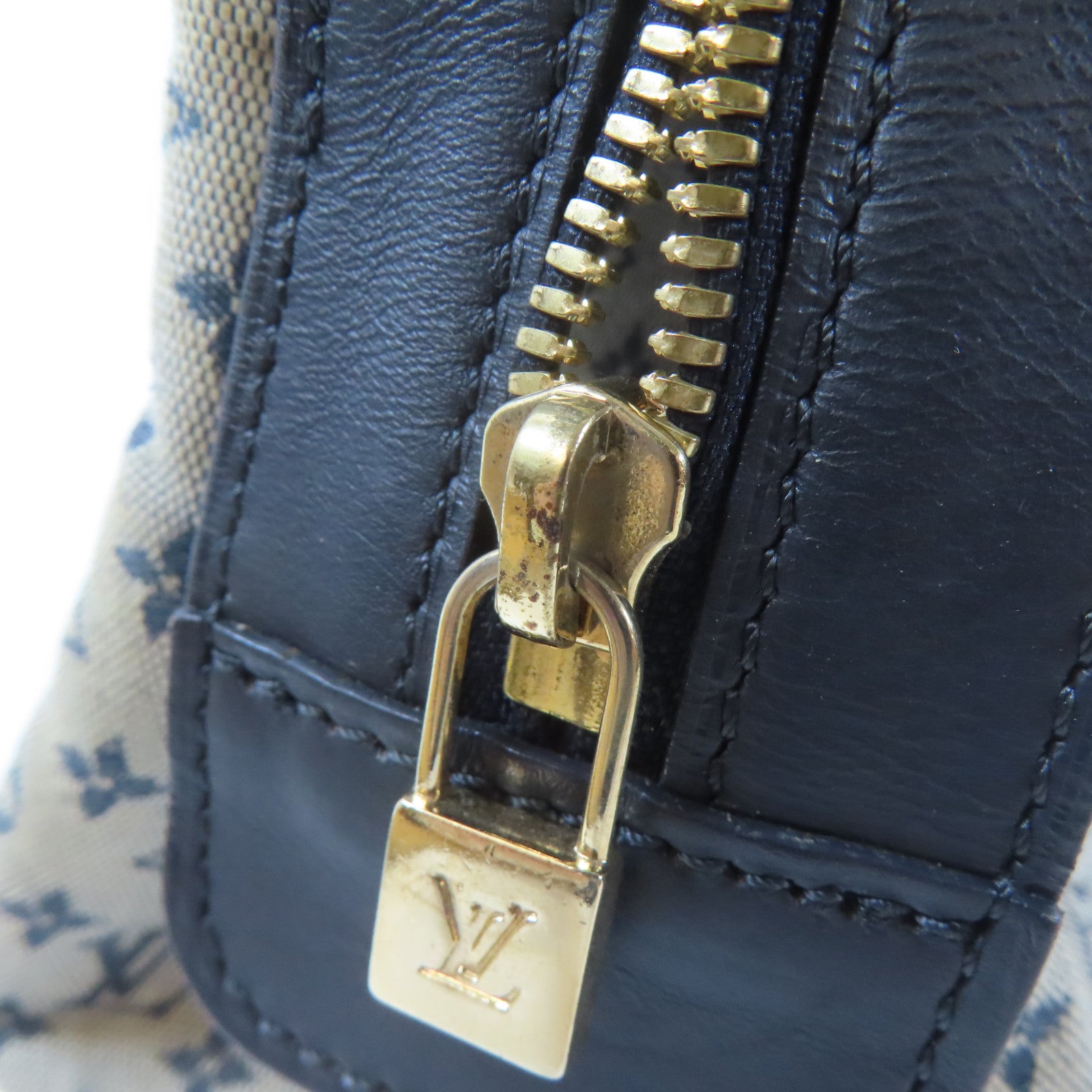LOUIS VUITTON Monogram Mini Josephine GM金扣手挽袋淺褐色/藍色