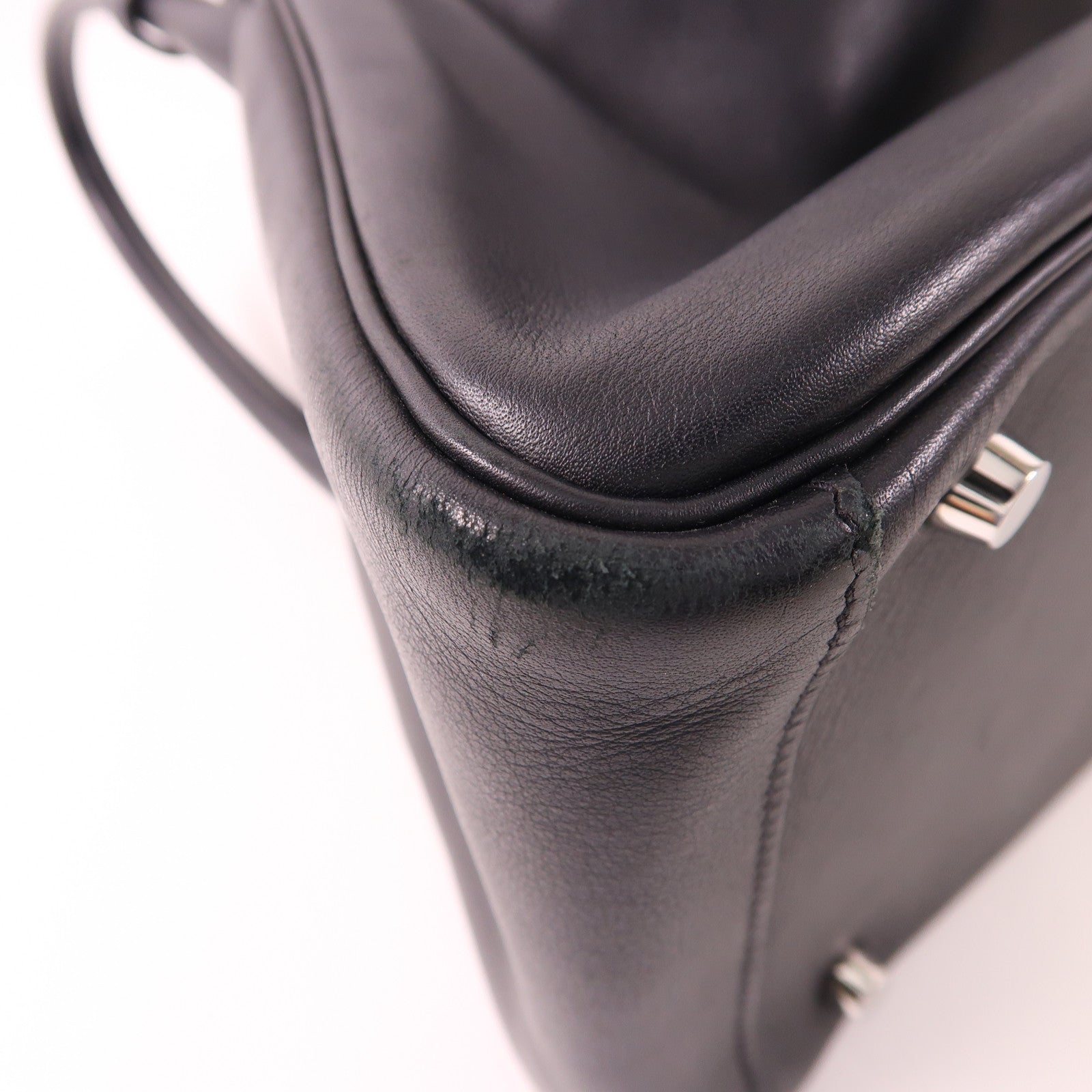 HERMES Swift皮革Lindy 30銀扣手挽肩背兩用袋8P Plomb