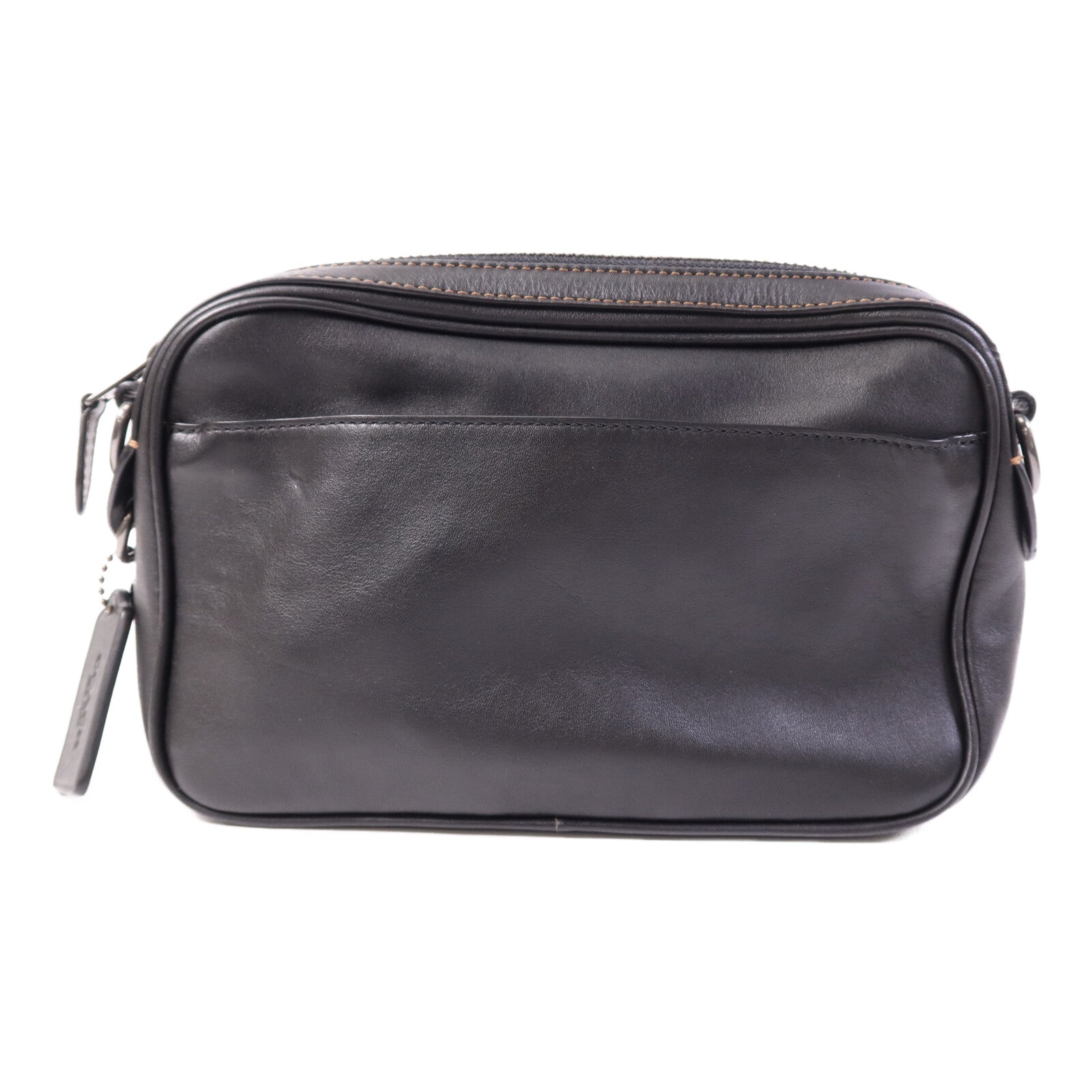 COACH 牛皮皮革Shoulder Bag銀扣肩背袋