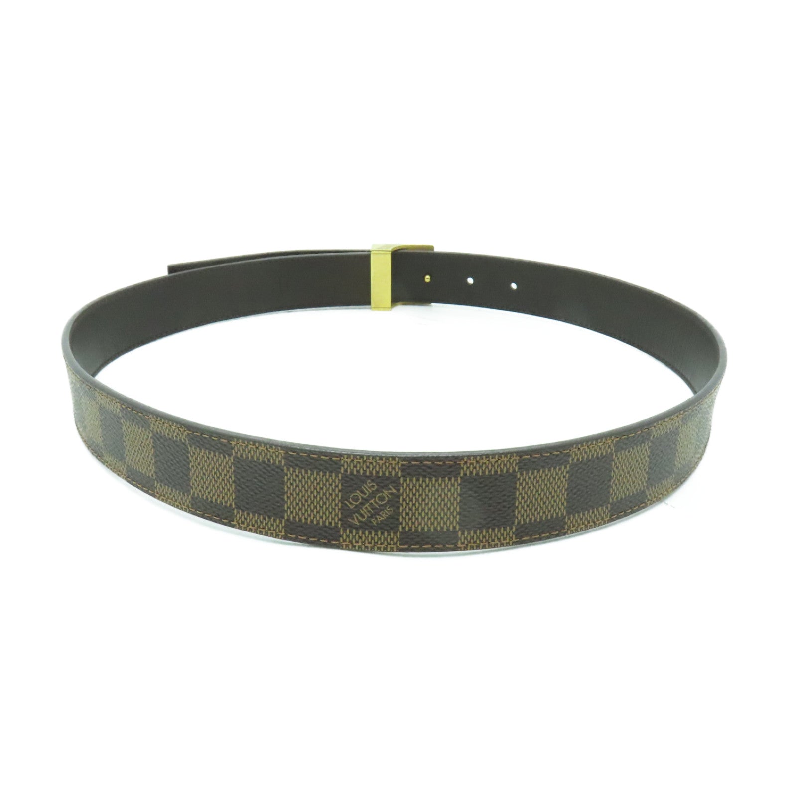 LOUIS VUITTON 【激減優惠】Damier Belt金扣皮帶棕色