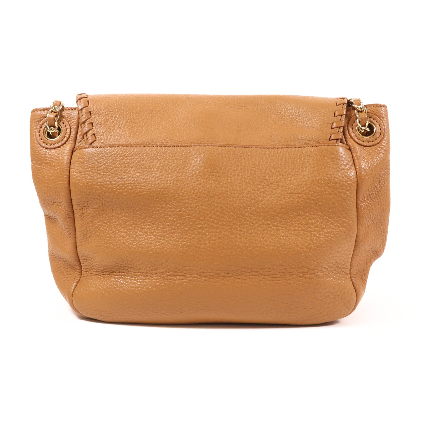 Tory Burch GHW Shoulder Bag Calfskin Leather Brown