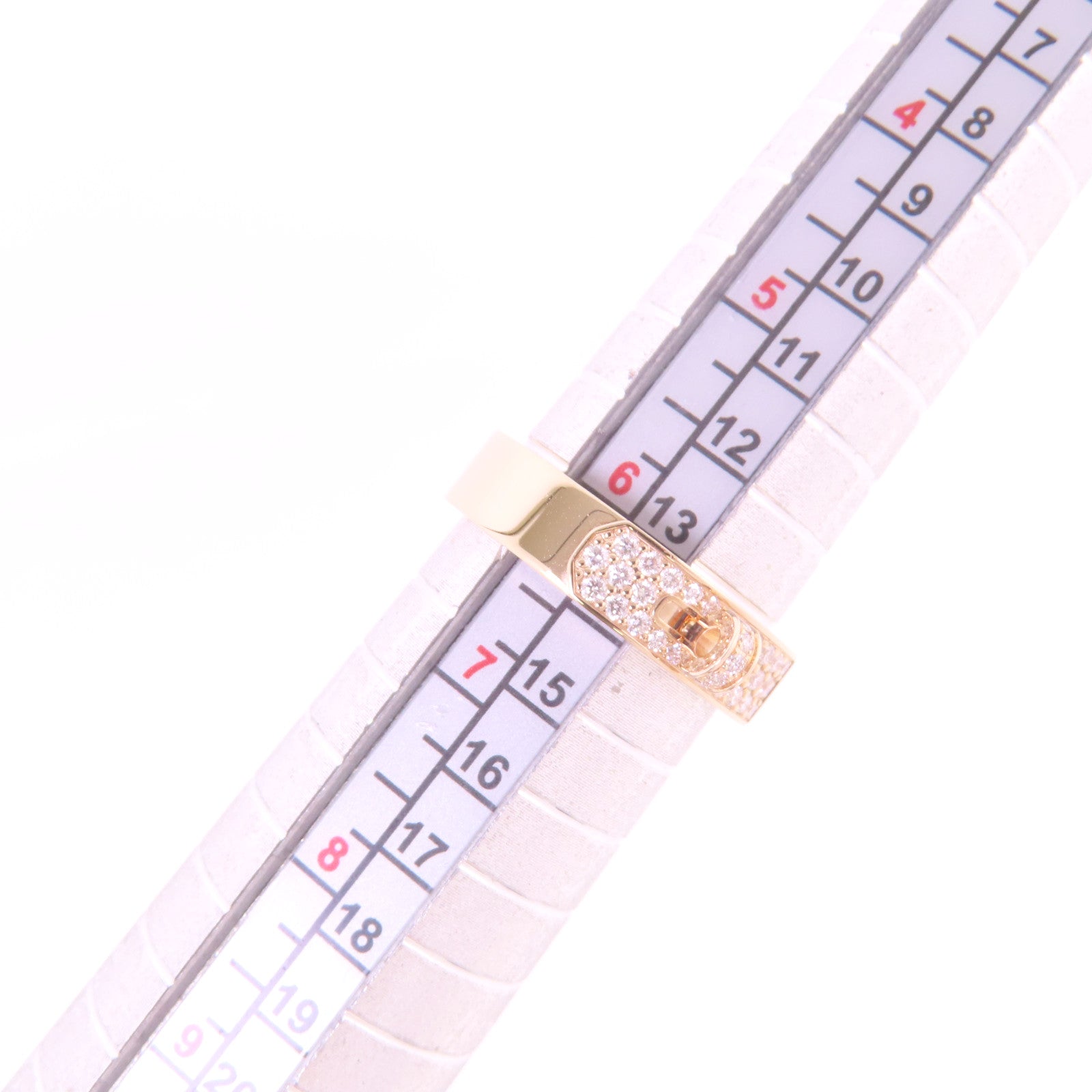 HERMES 18K玫瑰金Kelly Ring鑽石戒指#53/US#6.25