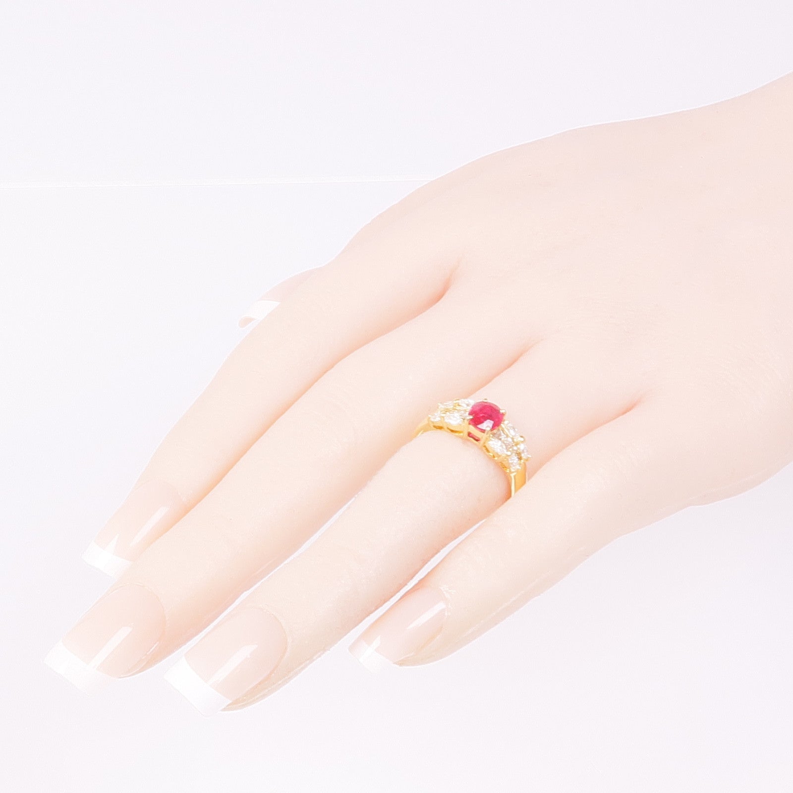JEWELRY 18K黃金Ruby Diamond Ring紅寶石/鑽石戒指US#6