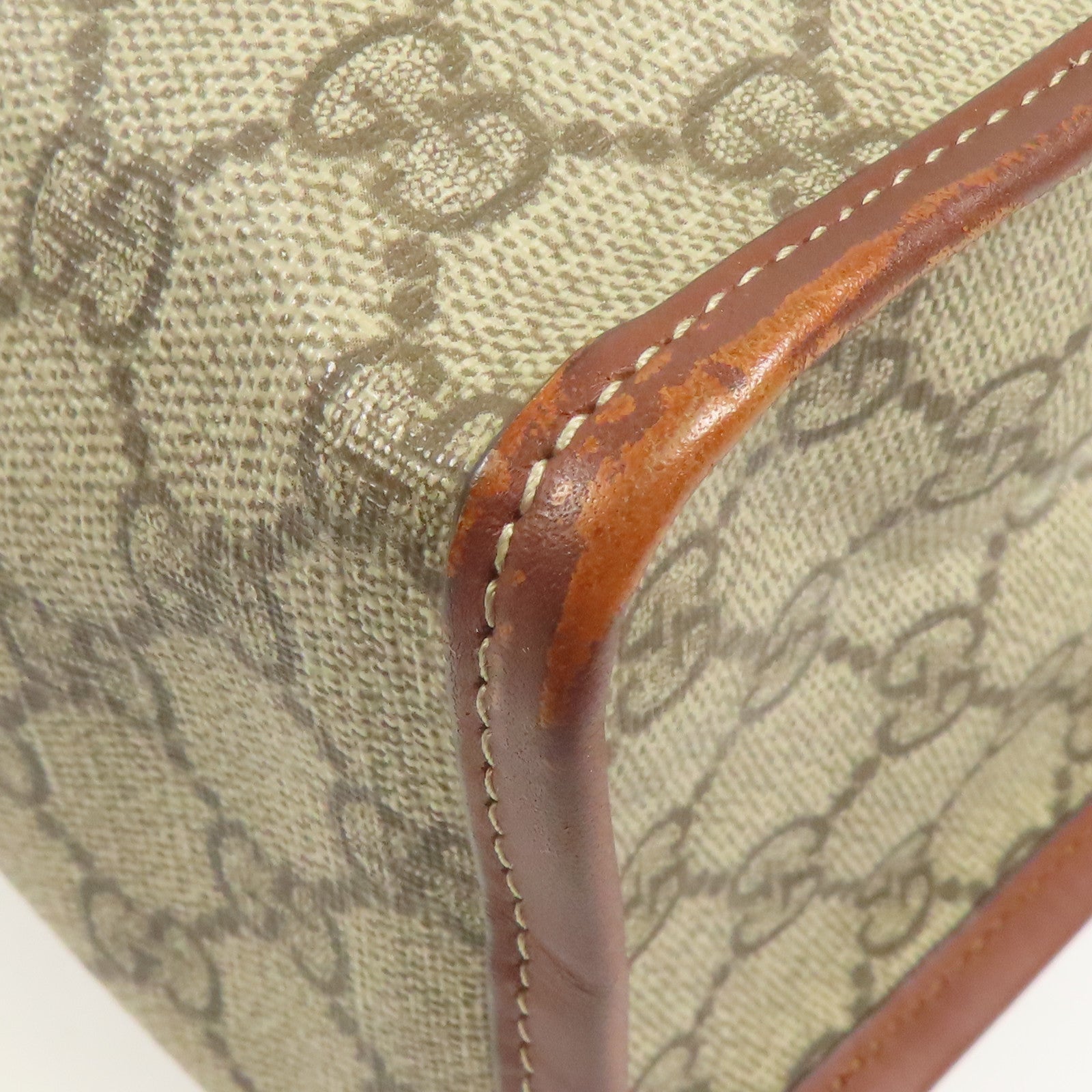 GUCCI GG GHW Tote Bag 211135 Coated Canvas Brown