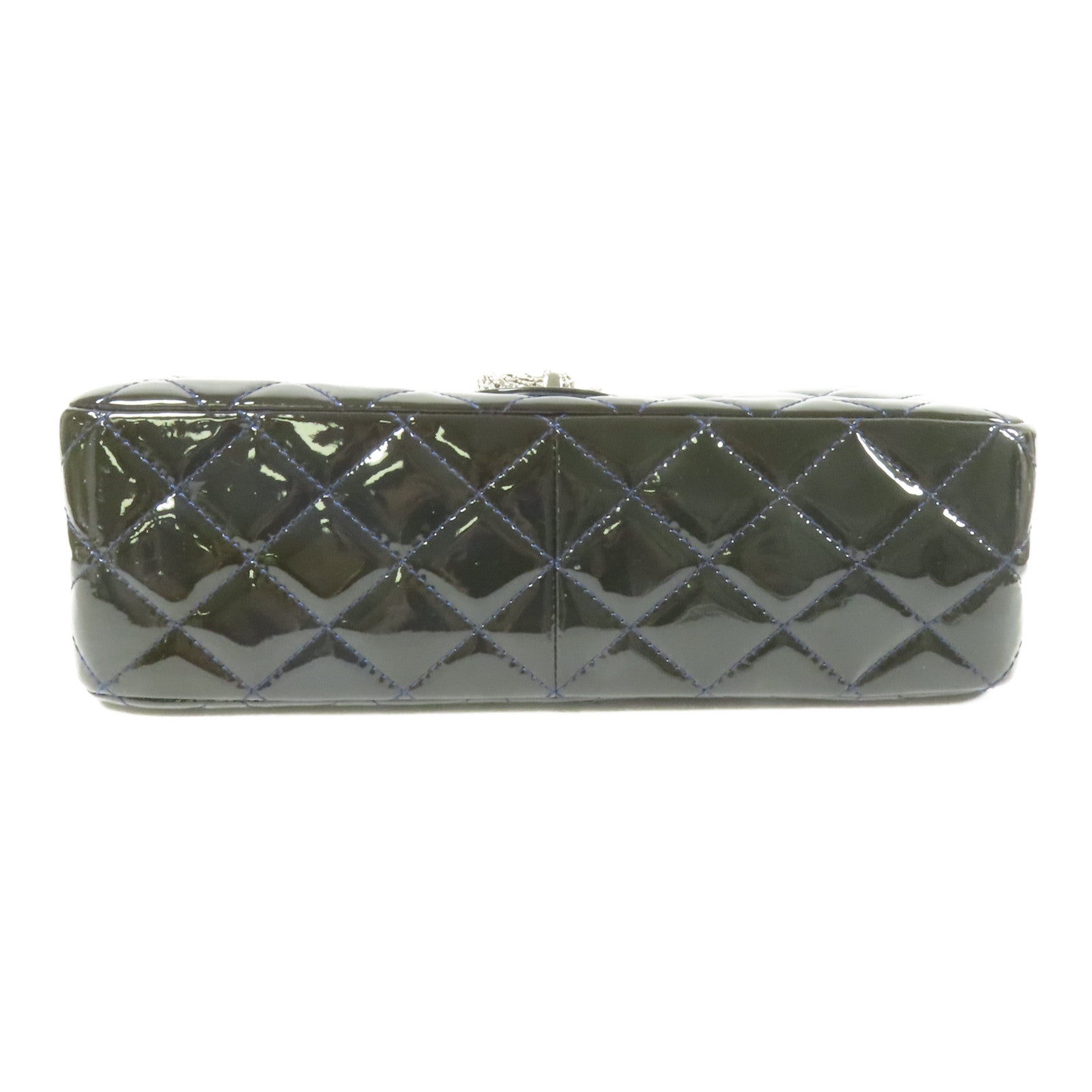 CHANEL 漆皮皮革2.55 Jumbo銀扣鏈帶肩背袋