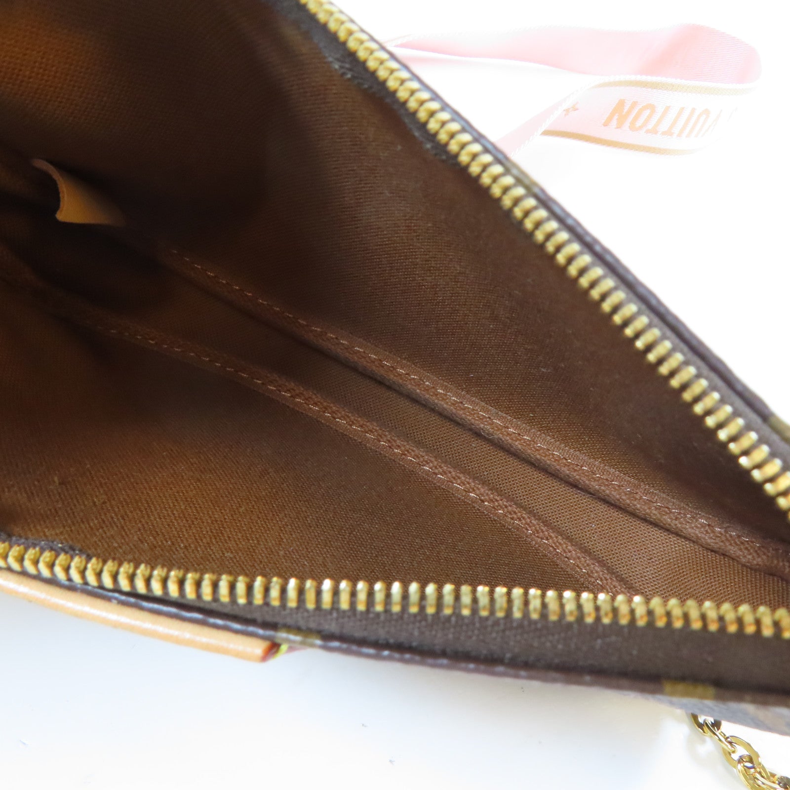 LOUIS VUITTON 【清倉大減價】Monogram Multi Pochette Accessoires金扣手挽肩背兩用袋啡色/粉紅色