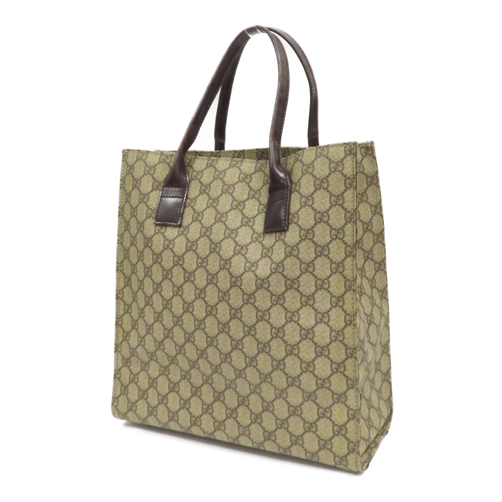 GUCCI 塗層帆布Hand Bag銀扣手挽袋啡色