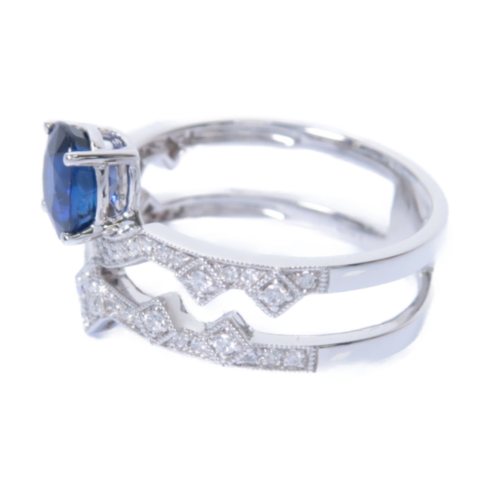 JEWELRY **【激減優惠】18K白金Sapphire Diamond Ring 1.204ct藍寶石/0.236ct鑽石戒指US#6.75