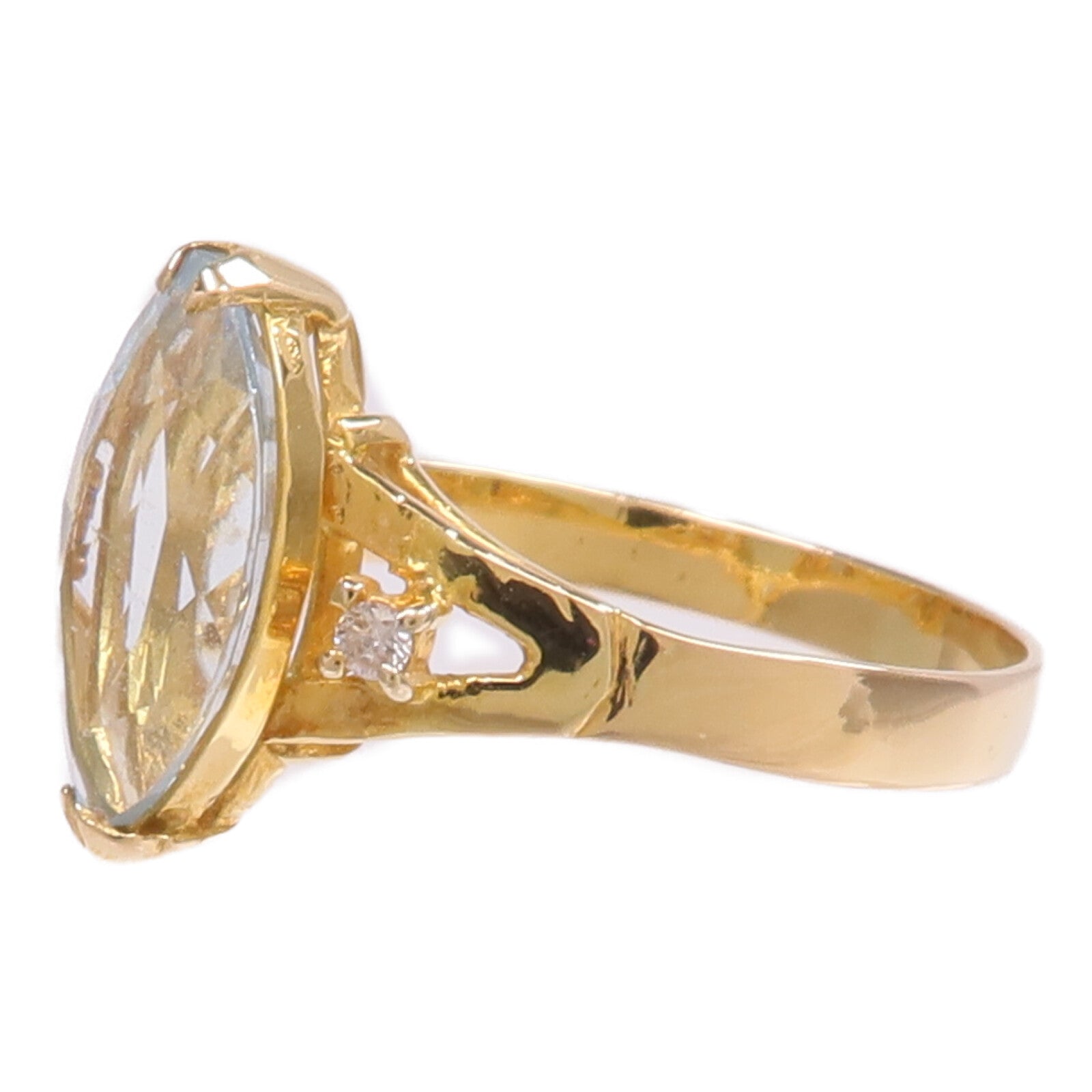 JEWELRY 【激減優惠】18K黃金Aquamarine Diamond Ring藍晶/鑽石戒指US#6.75