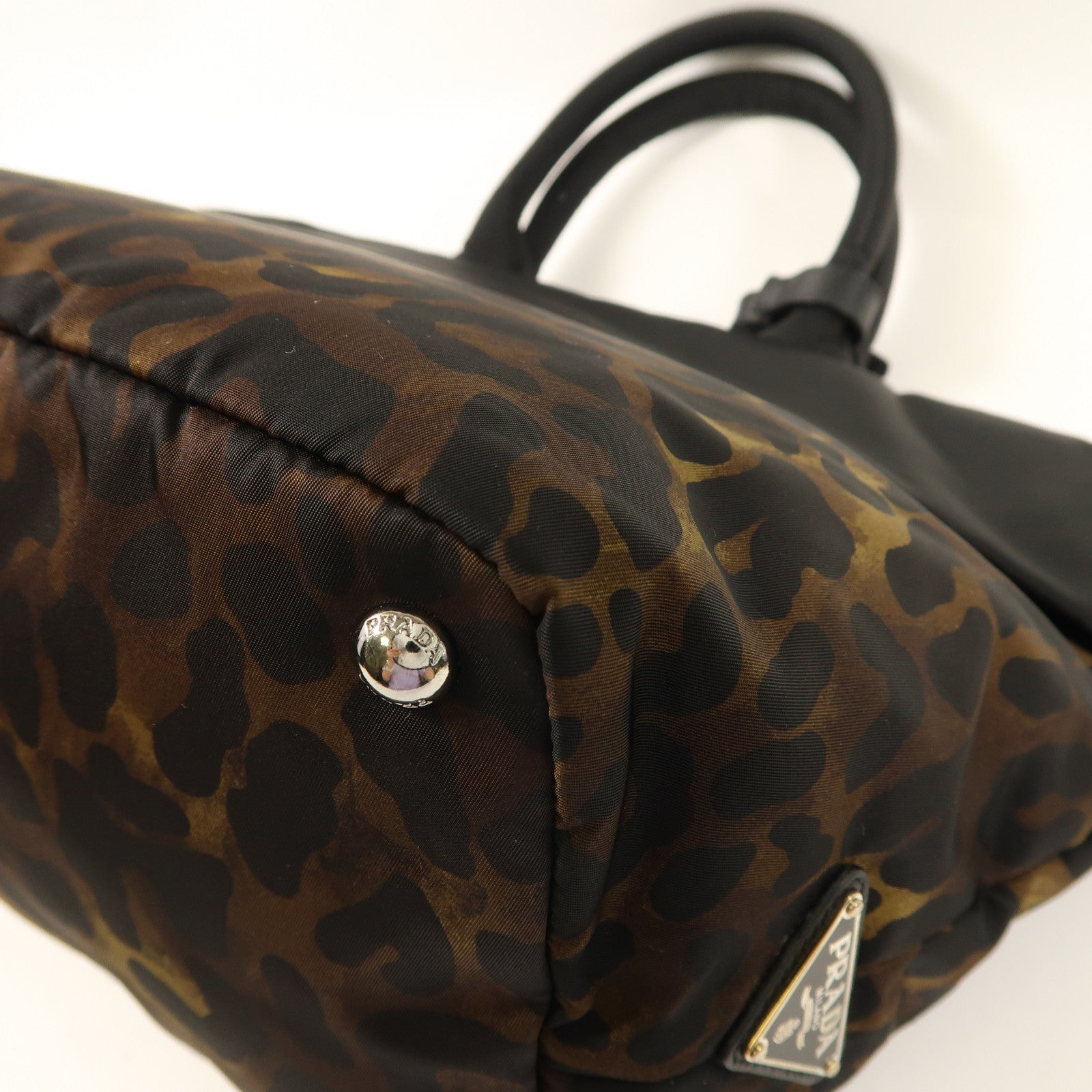 PRADA SHW 2 Way Shoulder Bag Nylon/Canvas Black Brown