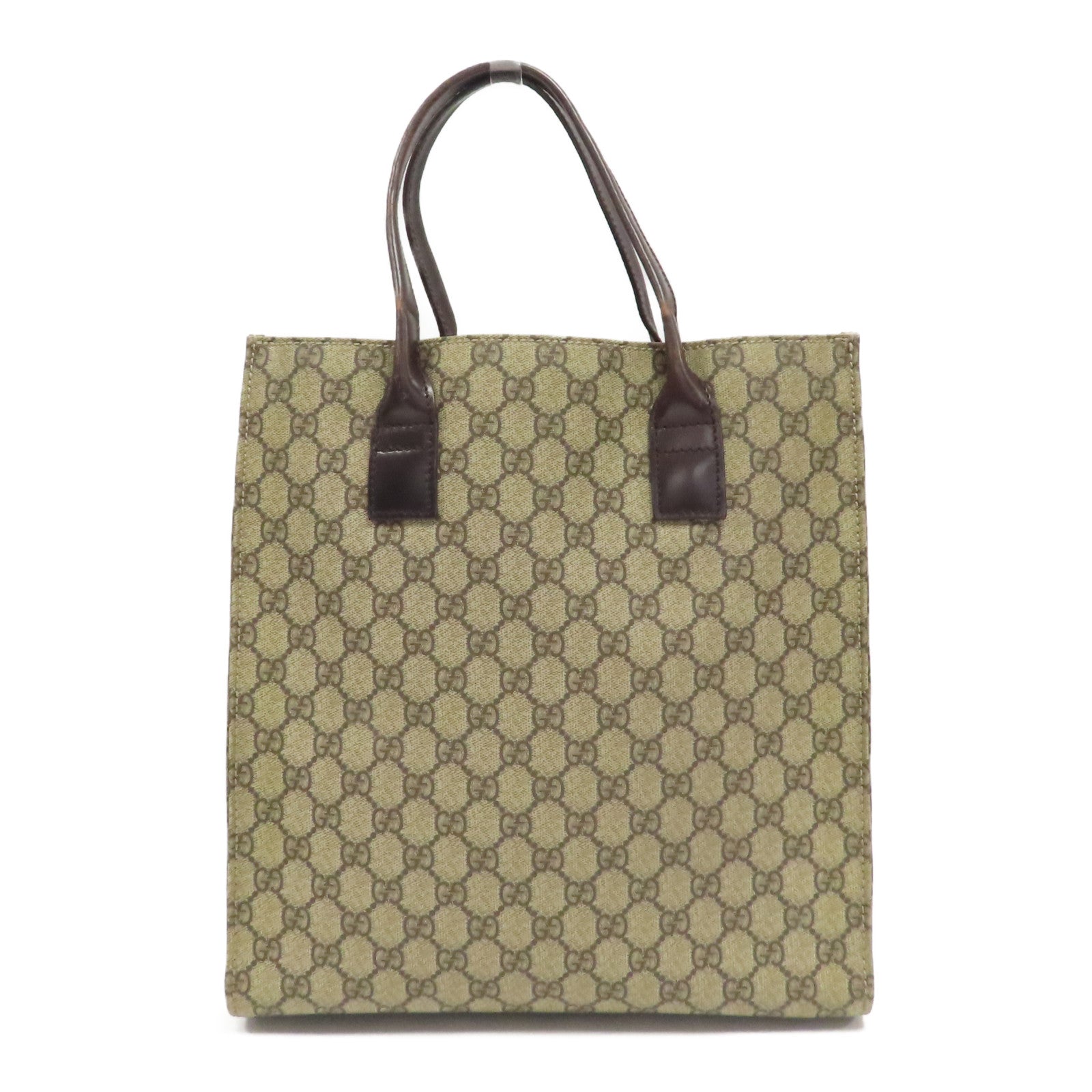 GUCCI 塗層帆布Hand Bag銀扣手挽袋啡色