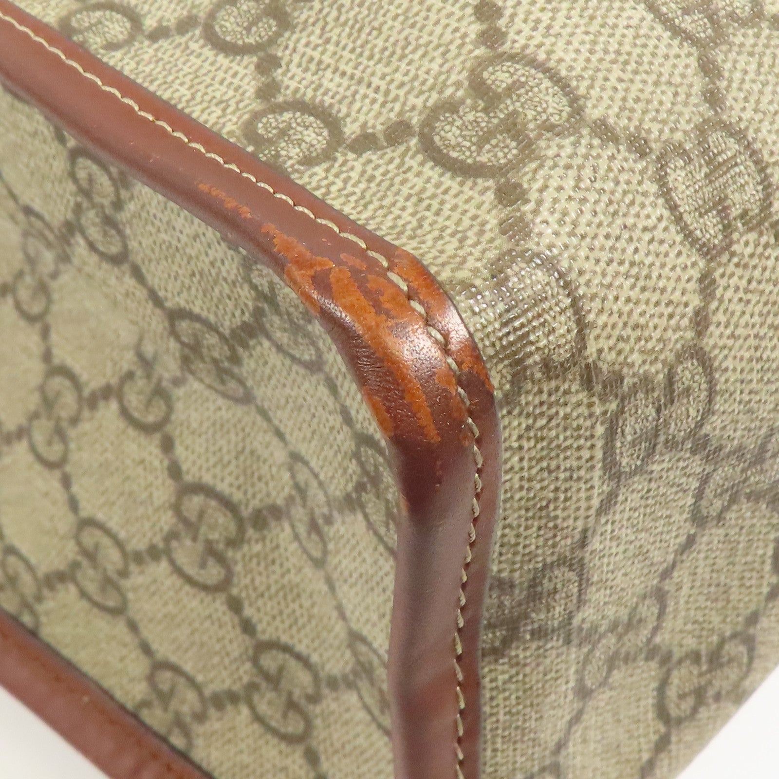 GUCCI GG GHW Tote Bag 211135 Coated Canvas Brown