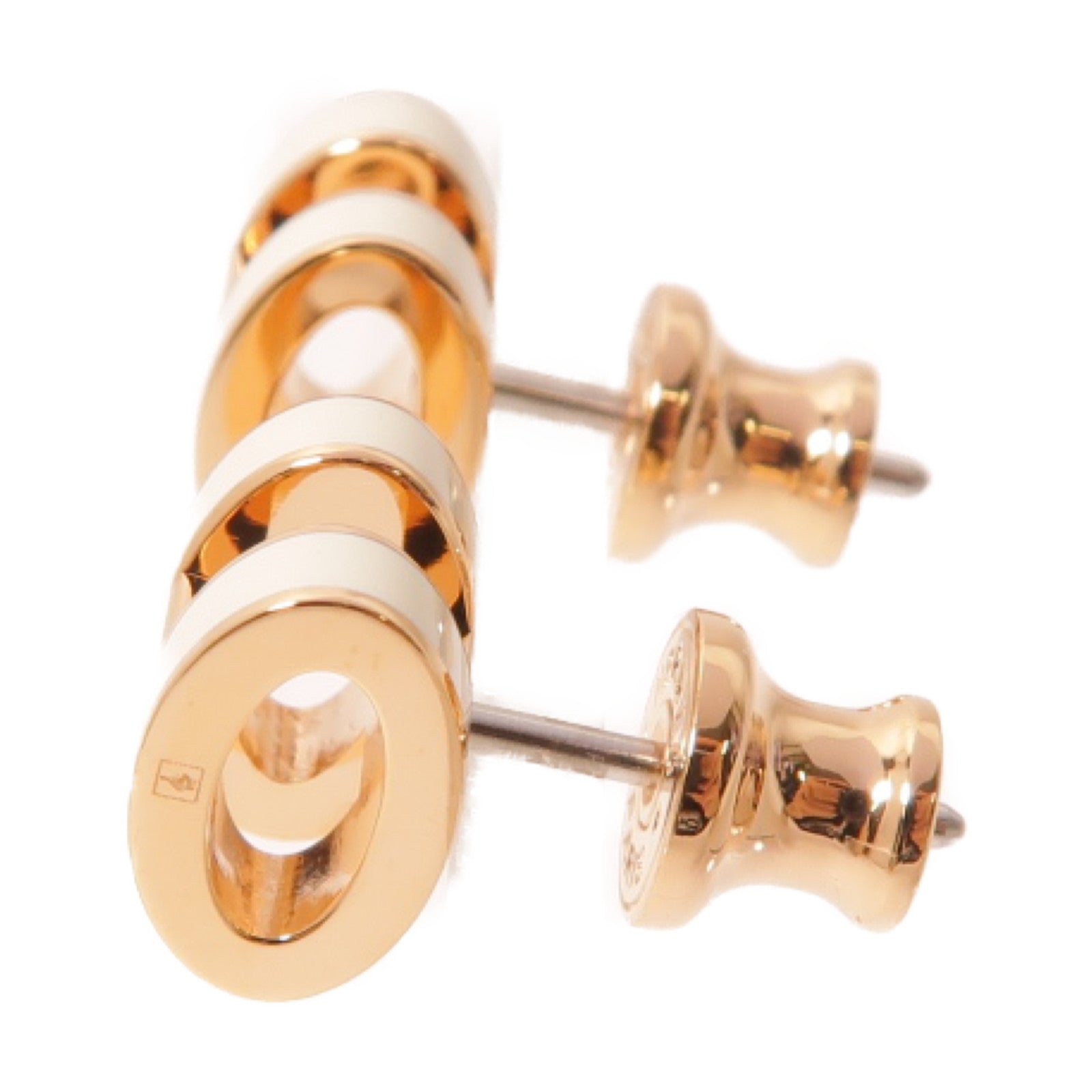 HERMES 金屬Mini Pop H Earrings耳環奶油白色/金色