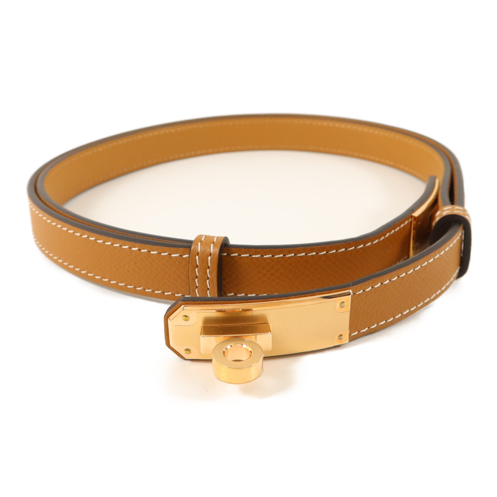 HERMES Epsom皮革Kelly 18 Belt皮帶Gold