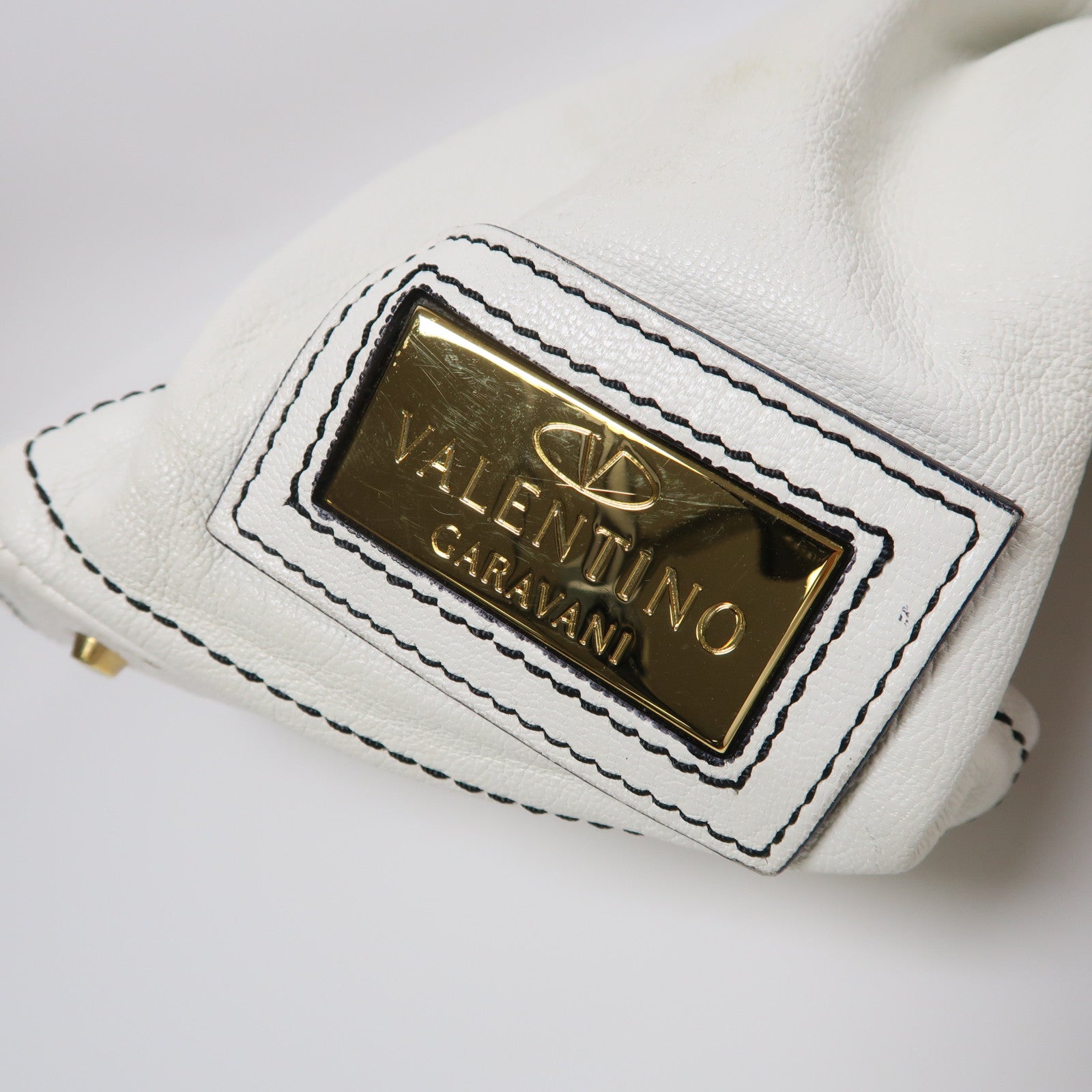 Valentino GHW Handbag Calfskin Leather White
