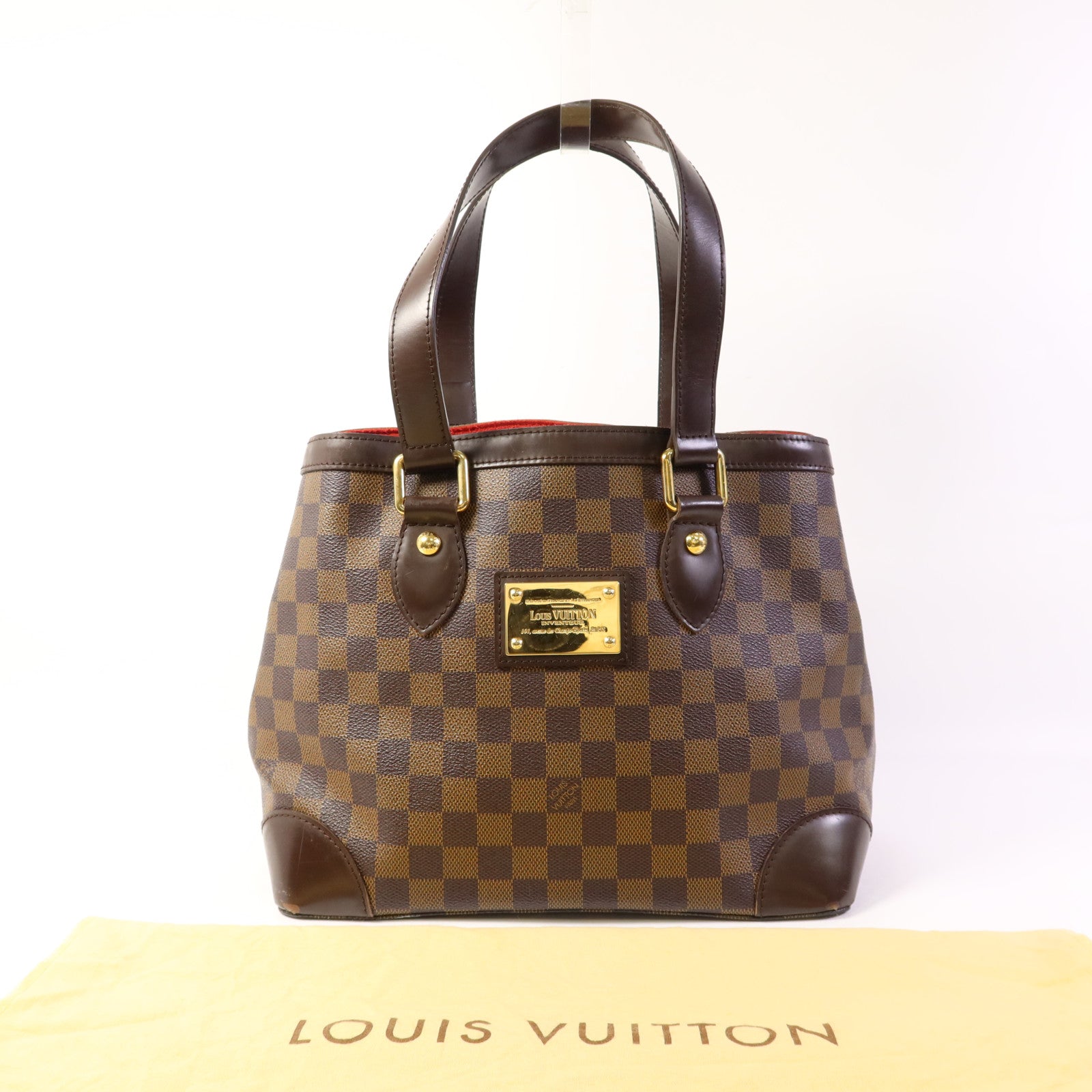 LOUIS VUITTON Damier Hampstead PM金扣手挽袋