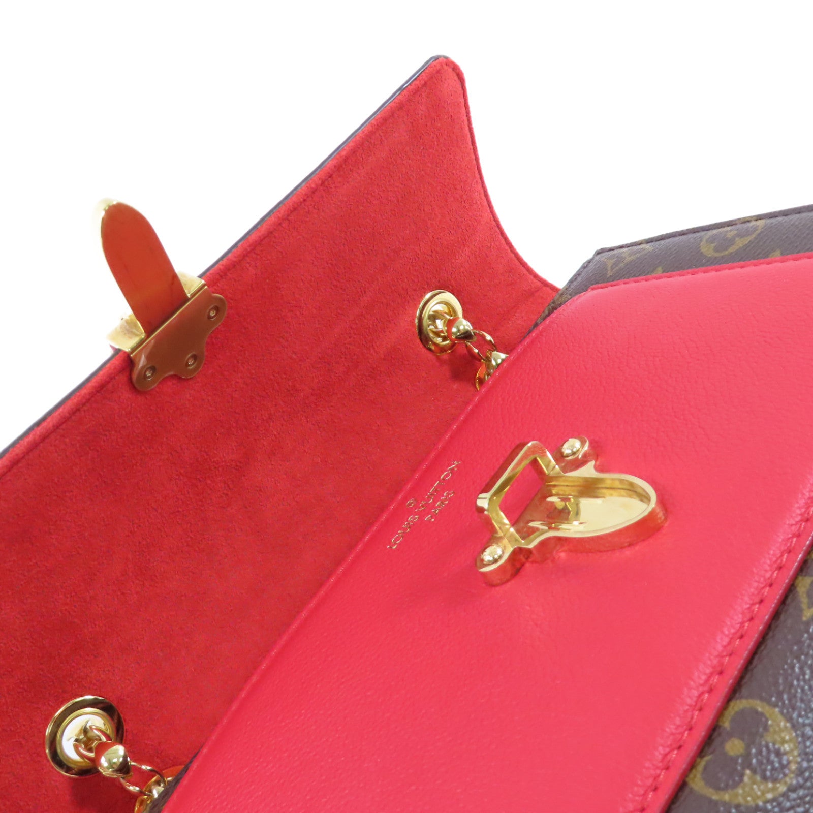 LOUIS VUITTON Monogram Victoire Shoulder Bag金扣鏈帶肩背袋紅色/啡色
