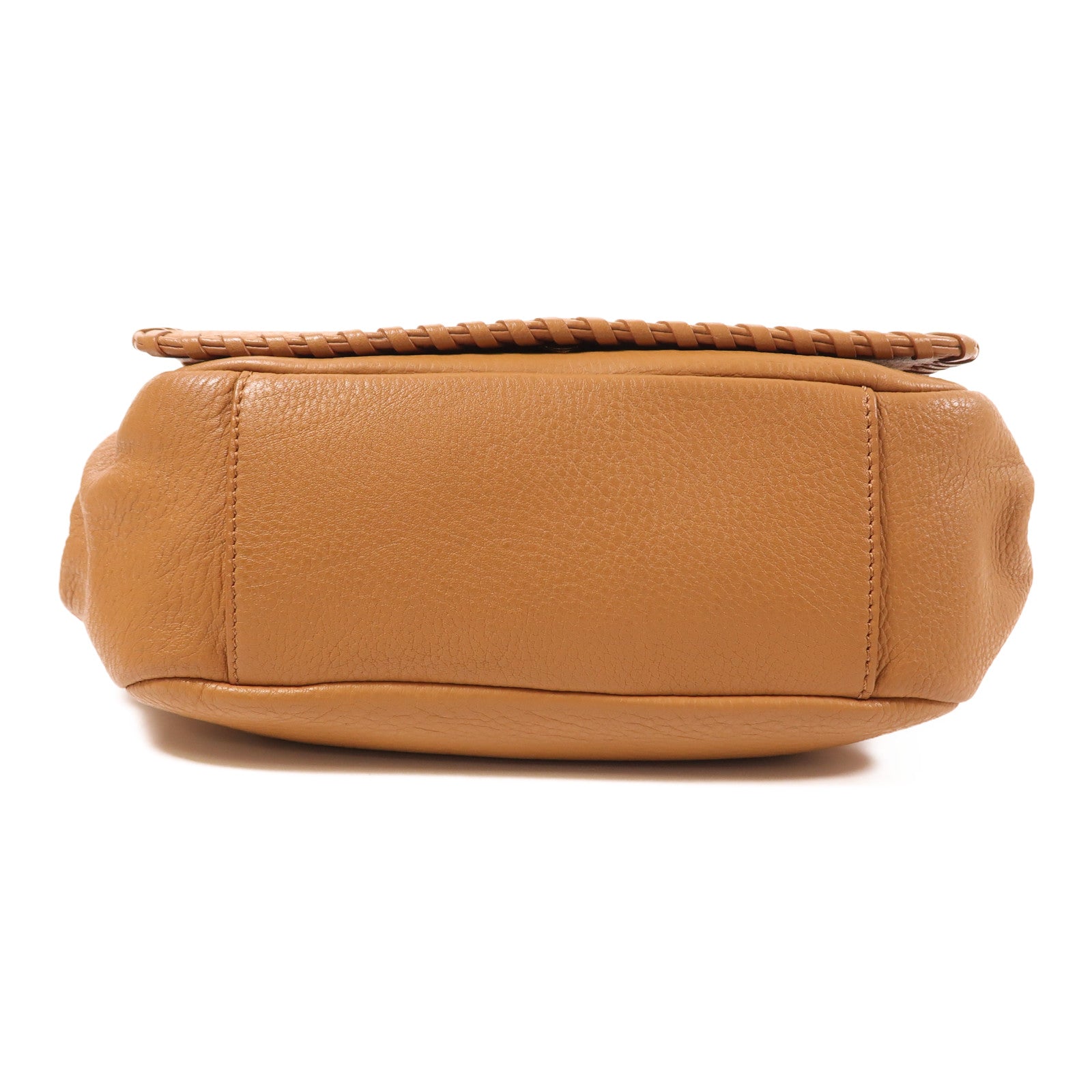 Tory Burch GHW Shoulder Bag Calfskin Leather Brown