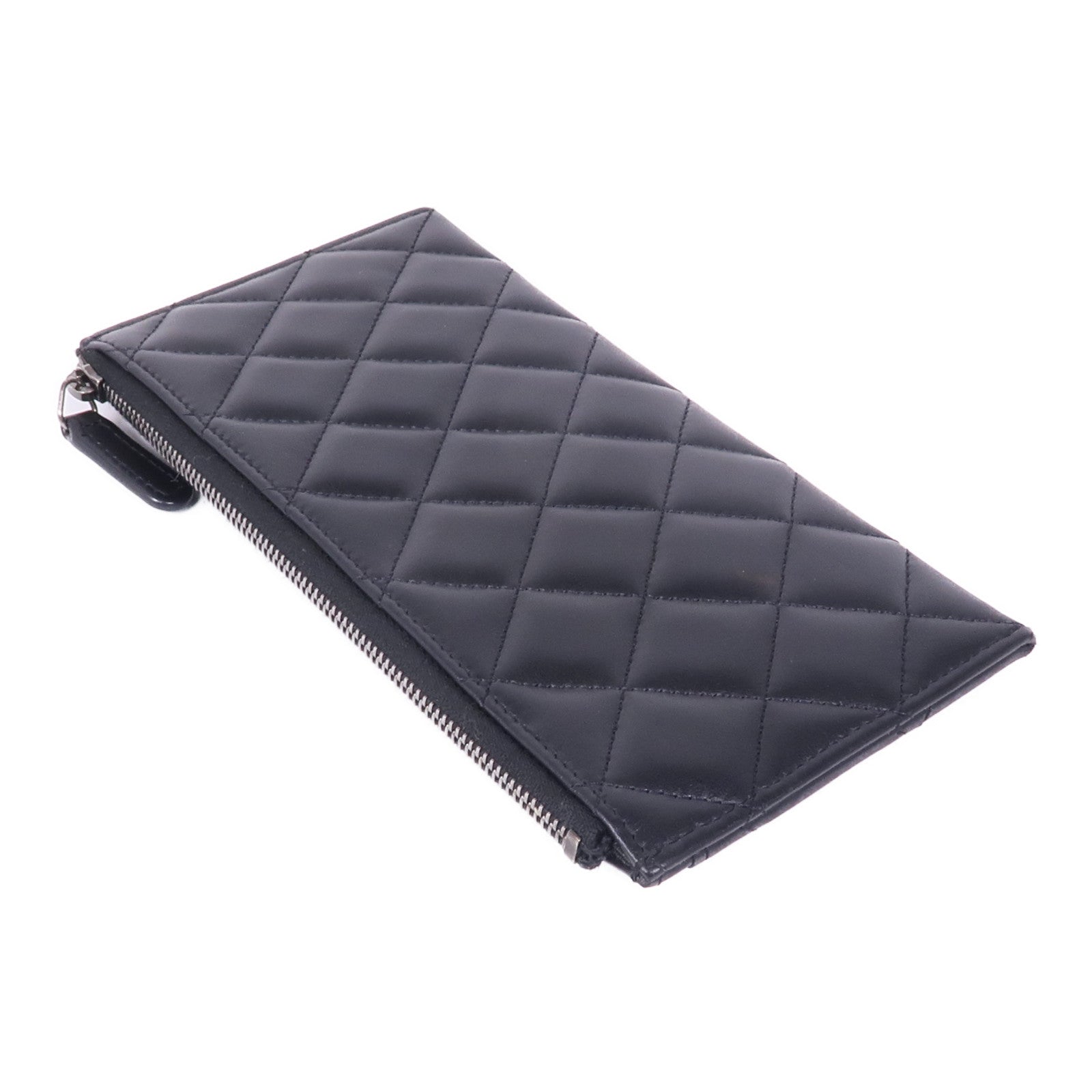 CHANEL 牛皮皮革Pouch Wallet銀扣長錢包