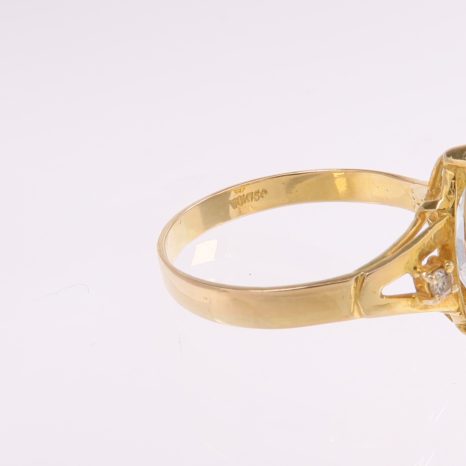 JEWELRY 【激減優惠】18K黃金Aquamarine Diamond Ring藍晶/鑽石戒指US#6.75