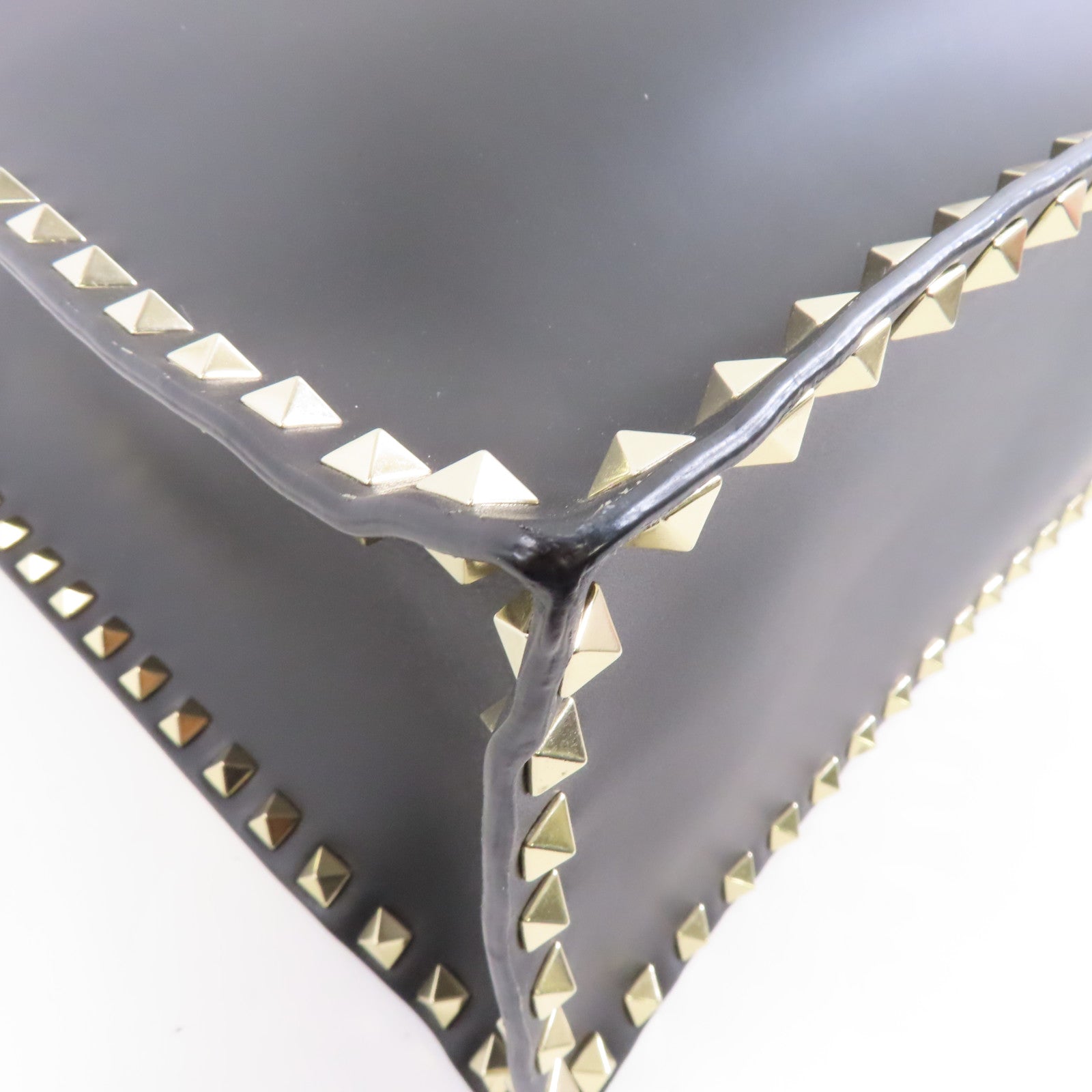 Valentino 牛皮皮革Tote Bag金扣手挽袋黑色