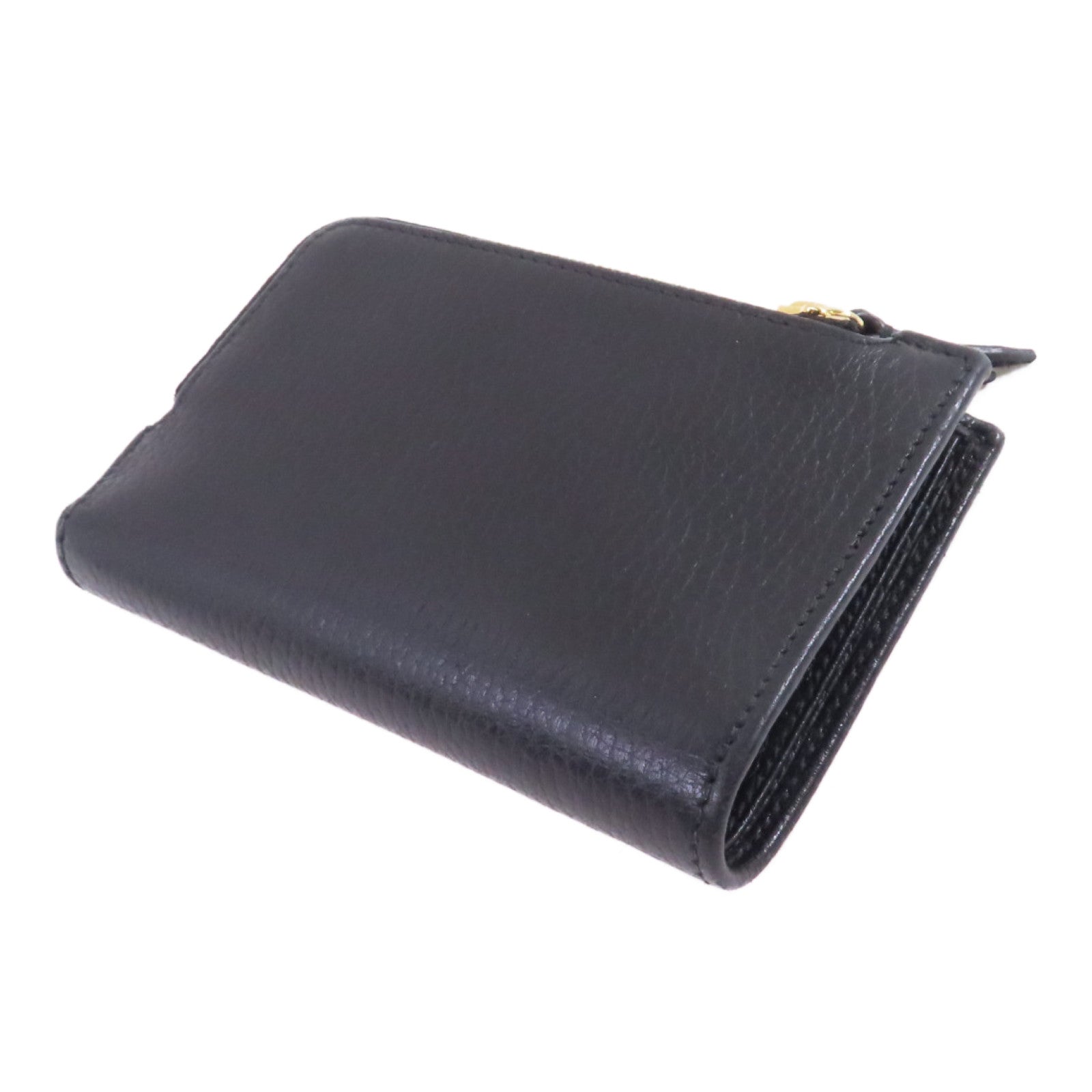GUCCI 牛皮皮革Petit GG Marmont L-Shaped Zipper Medium Wallet金扣錢包黑色
