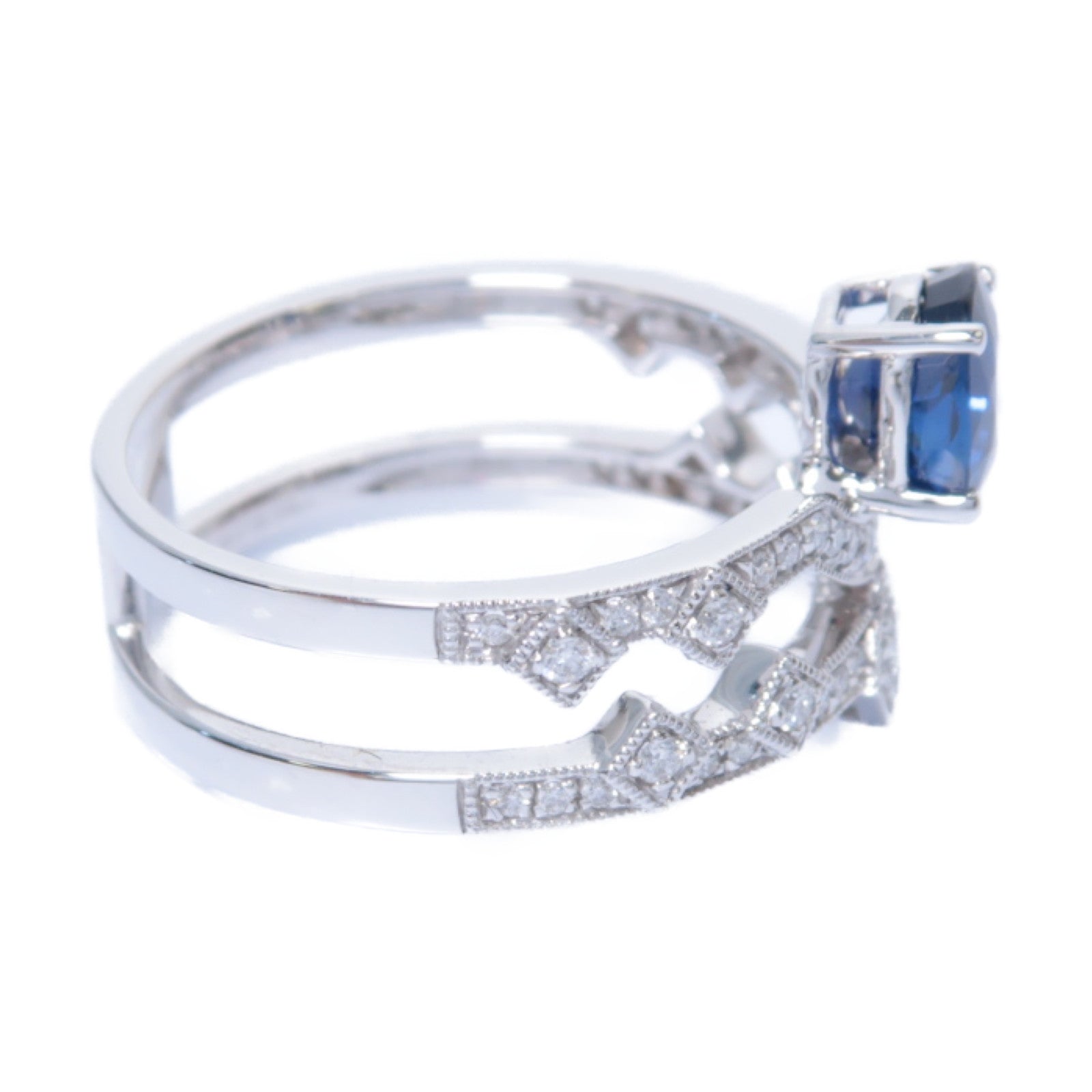 JEWELRY **【激減優惠】18K白金Sapphire Diamond Ring 1.204ct藍寶石/0.236ct鑽石戒指US#6.75