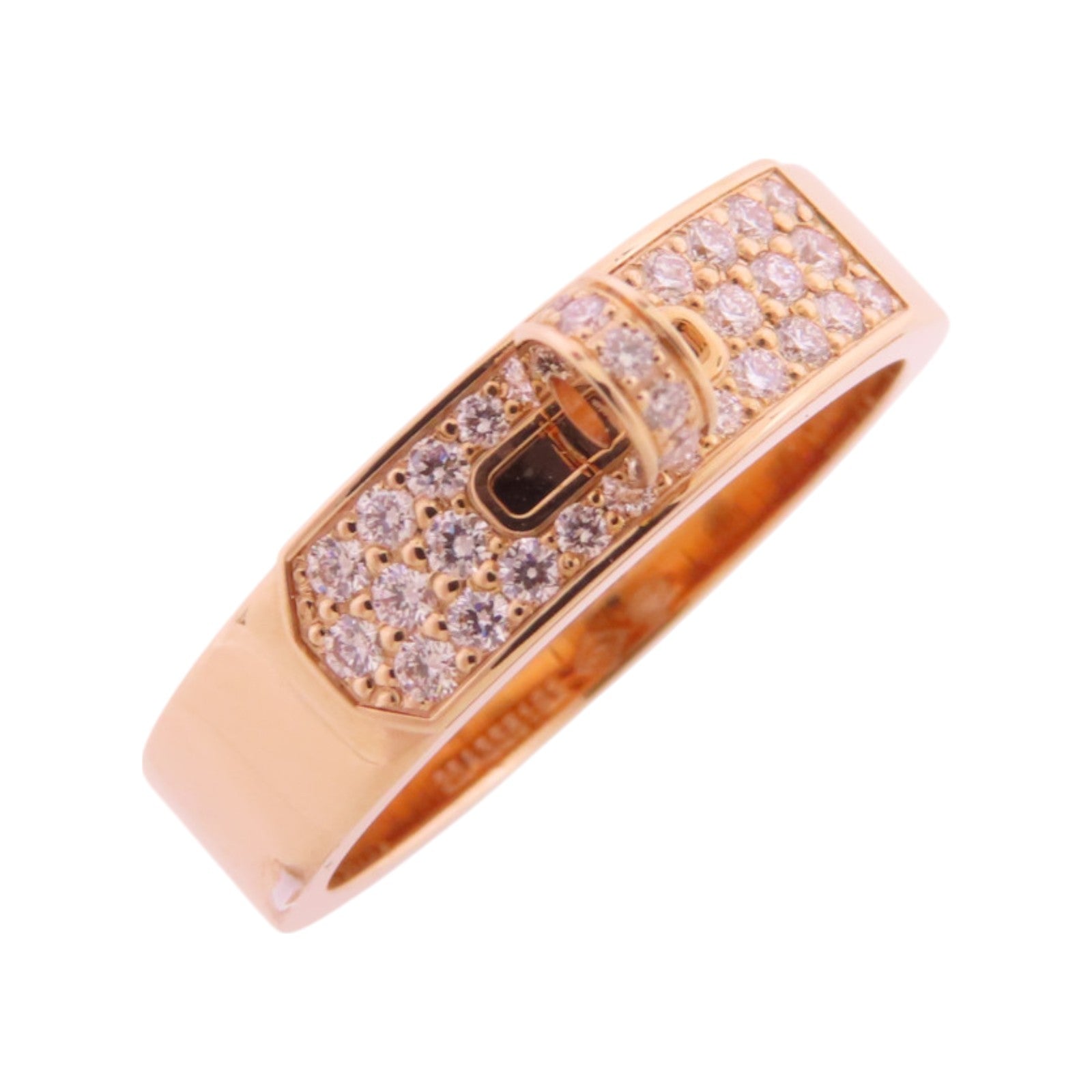 HERMES 18K玫瑰金Kelly Ring鑽石戒指#53/US#6.25