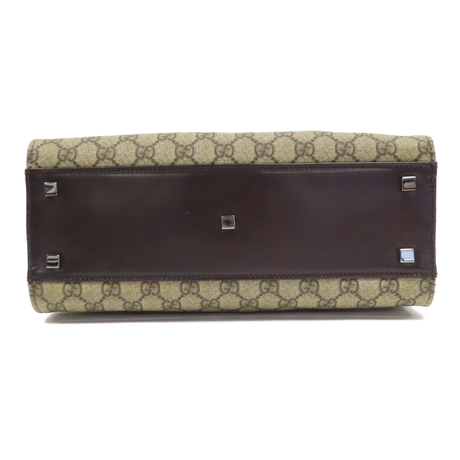 GUCCI 塗層帆布Hand Bag銀扣手挽袋啡色